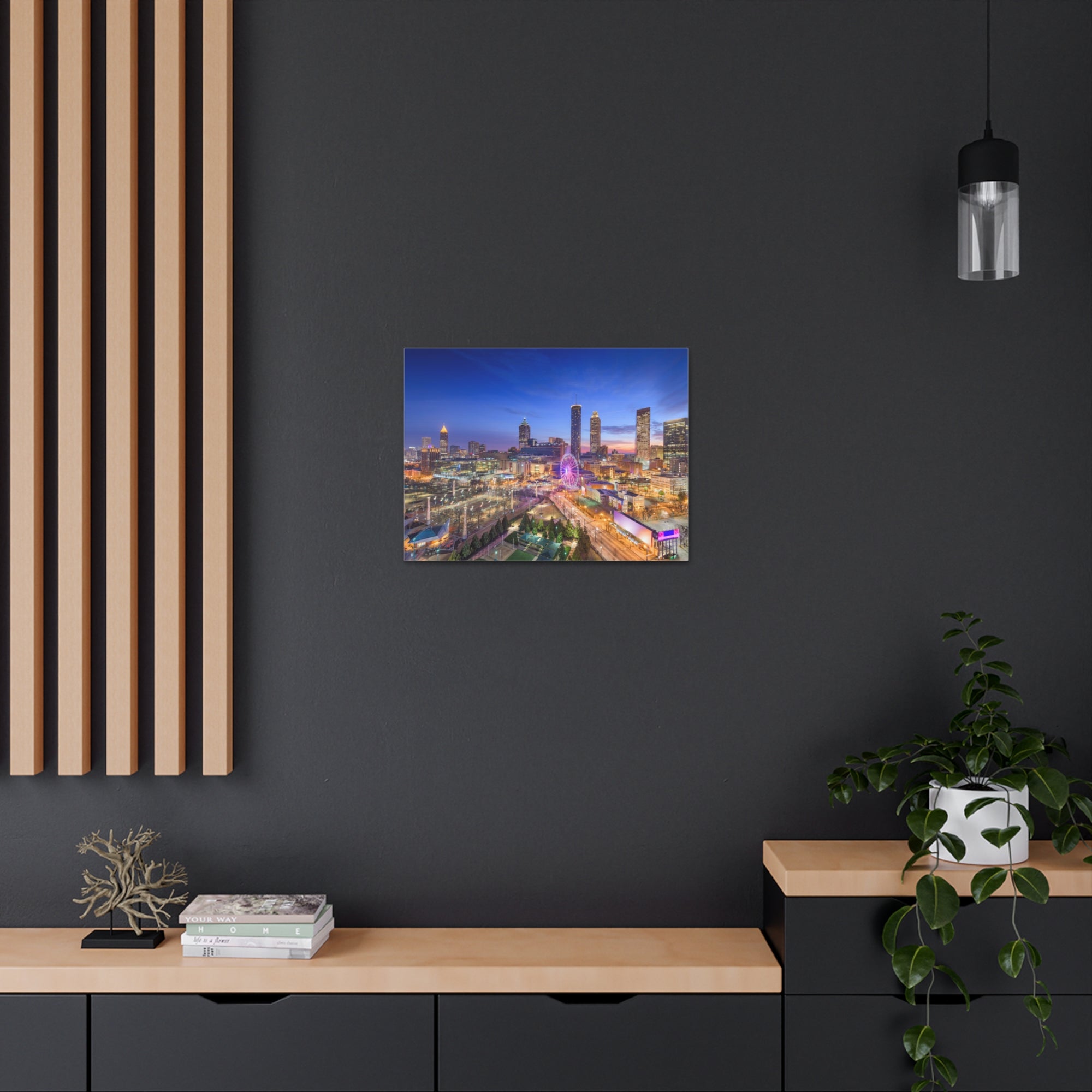 Atlanta Night Skyline Canvas Artwork High-Quality Breathtaking Stunning Cityscape for Home Decor Ready to Hang-Express Your Love Gifts