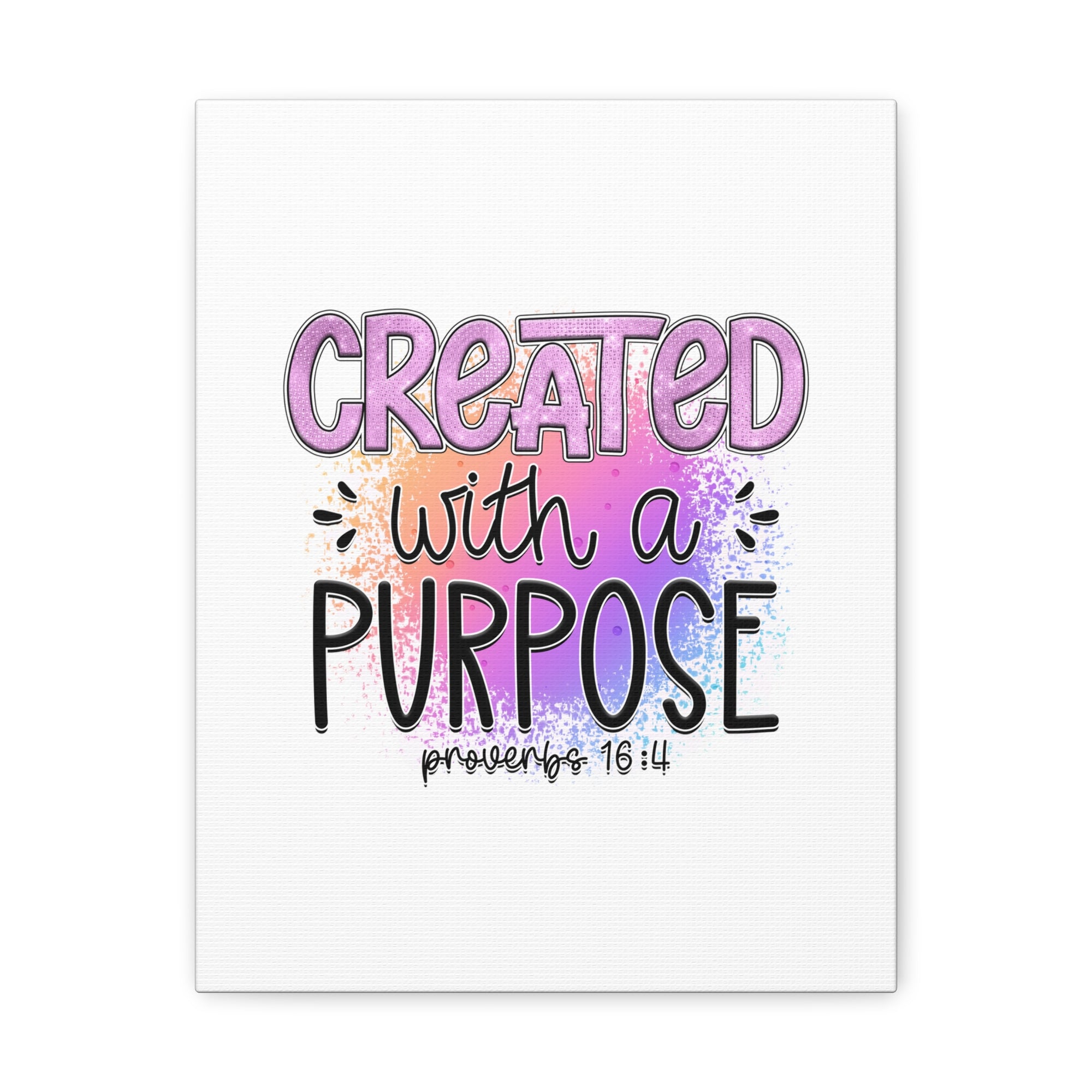 Scripture Walls Proverbs 16:4 Created With a Purpose Purple Bible Verse Canvas Christian Wall Art Ready to Hang Unframed-Express Your Love Gifts