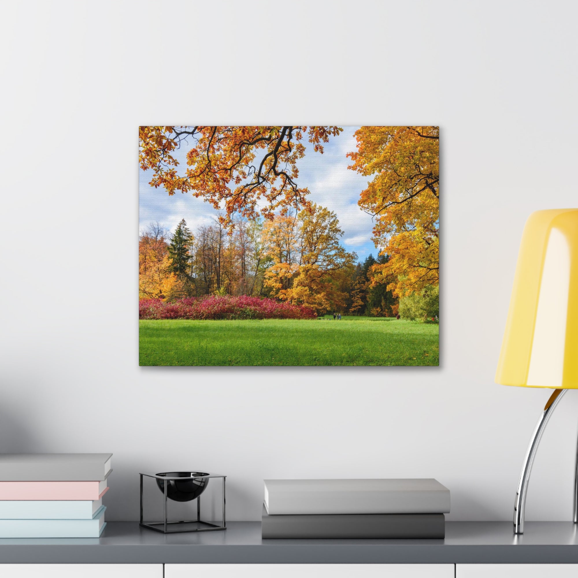 Autumn Park Tree Orange Nature Wilderness Photography Canvas Wall Art for Home Decor Ready-to-Hang-Express Your Love Gifts