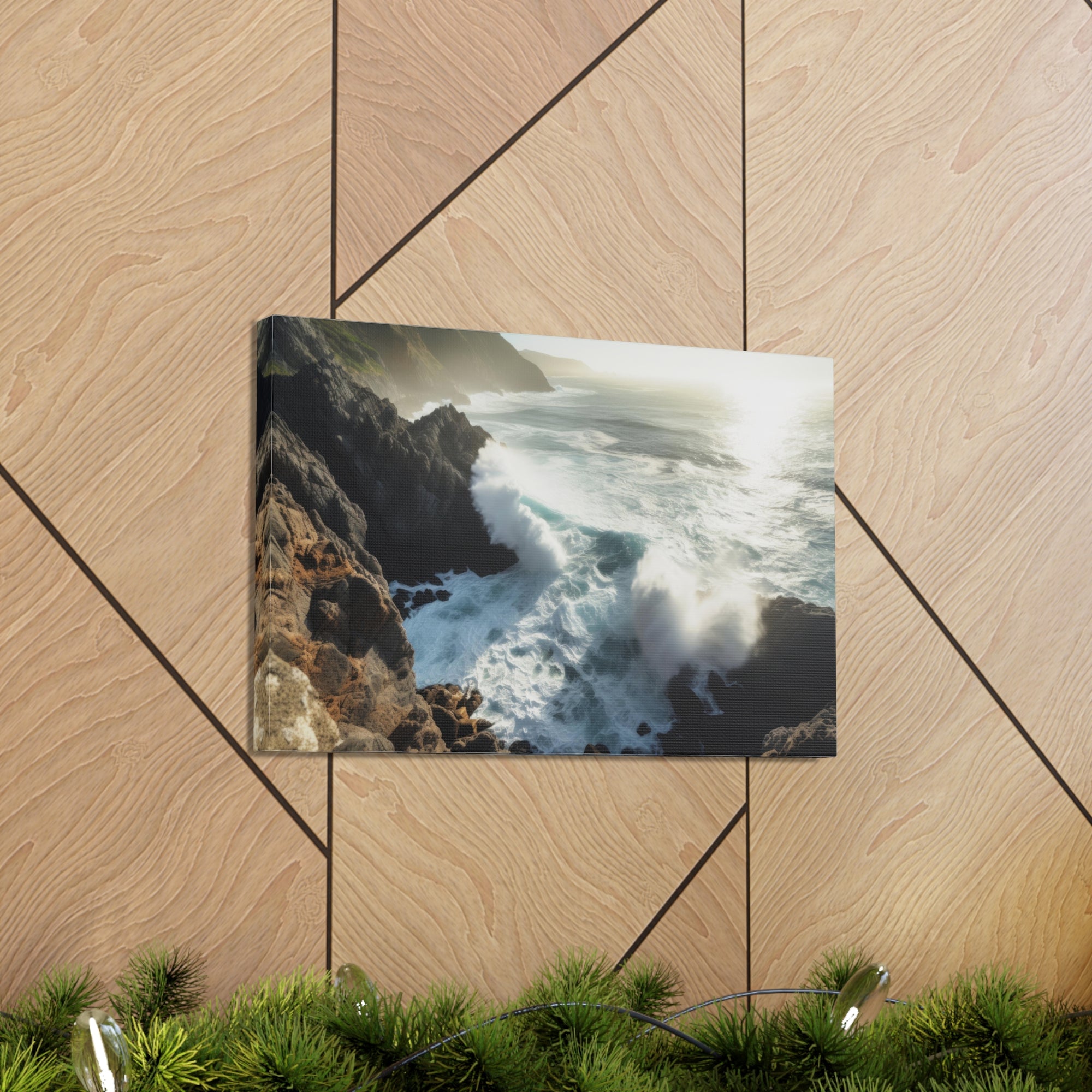 Beautiful Grand Canyon Big Crashing Waves Ocean Canvas Wall Art for Home Decor Ready-to-Hang-Express Your Love Gifts