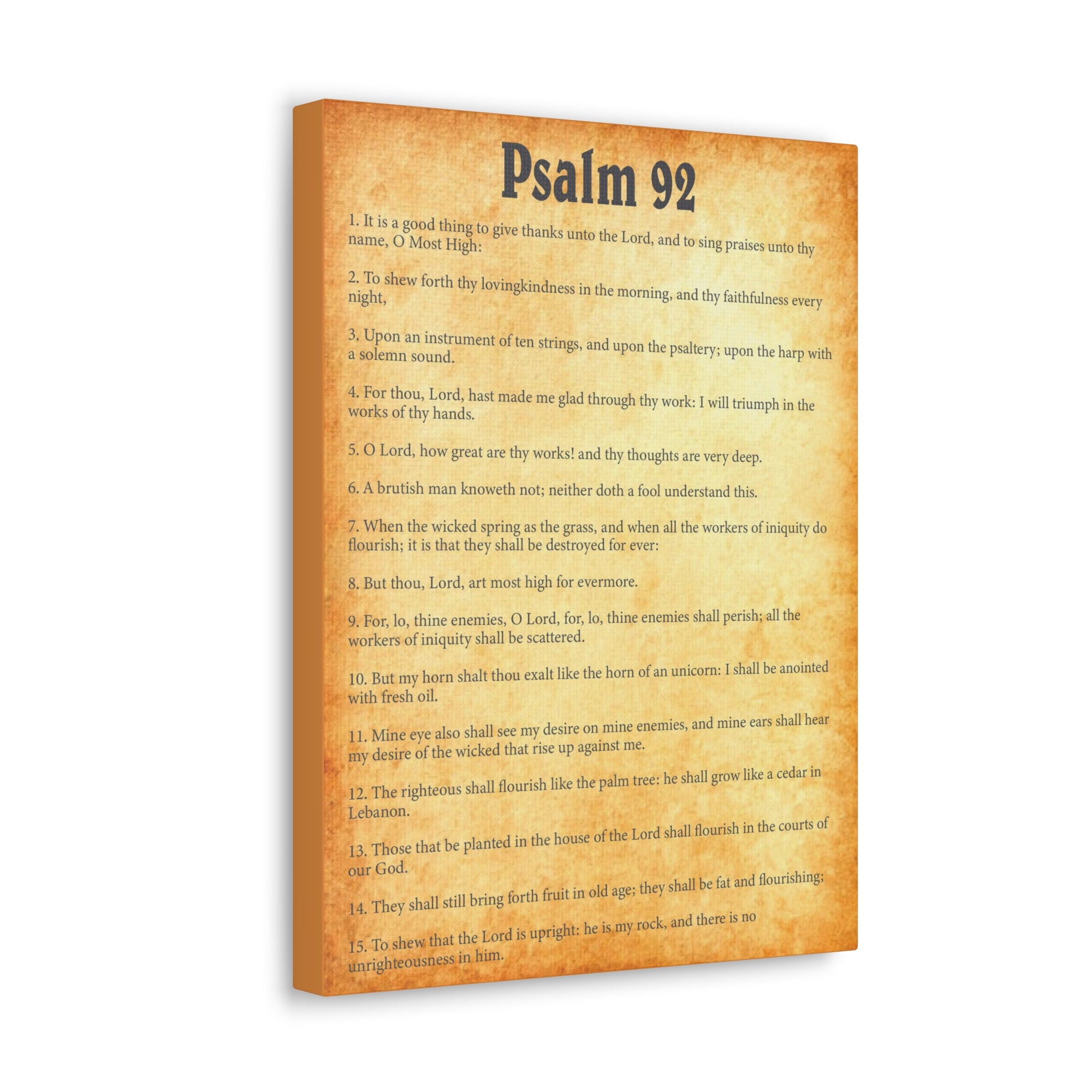 Scripture Walls Psalm 92 Gold Bible Chapter Canvas Christian Wall Art Ready to Hang Unframed-Express Your Love Gifts