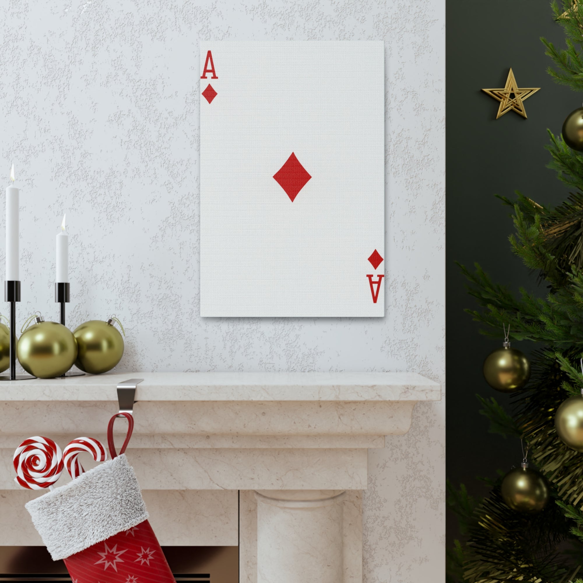 Ace Of Diamonds Playing Card Canvas Wall Art for Home Decor Ready-to-Hang-Express Your Love Gifts