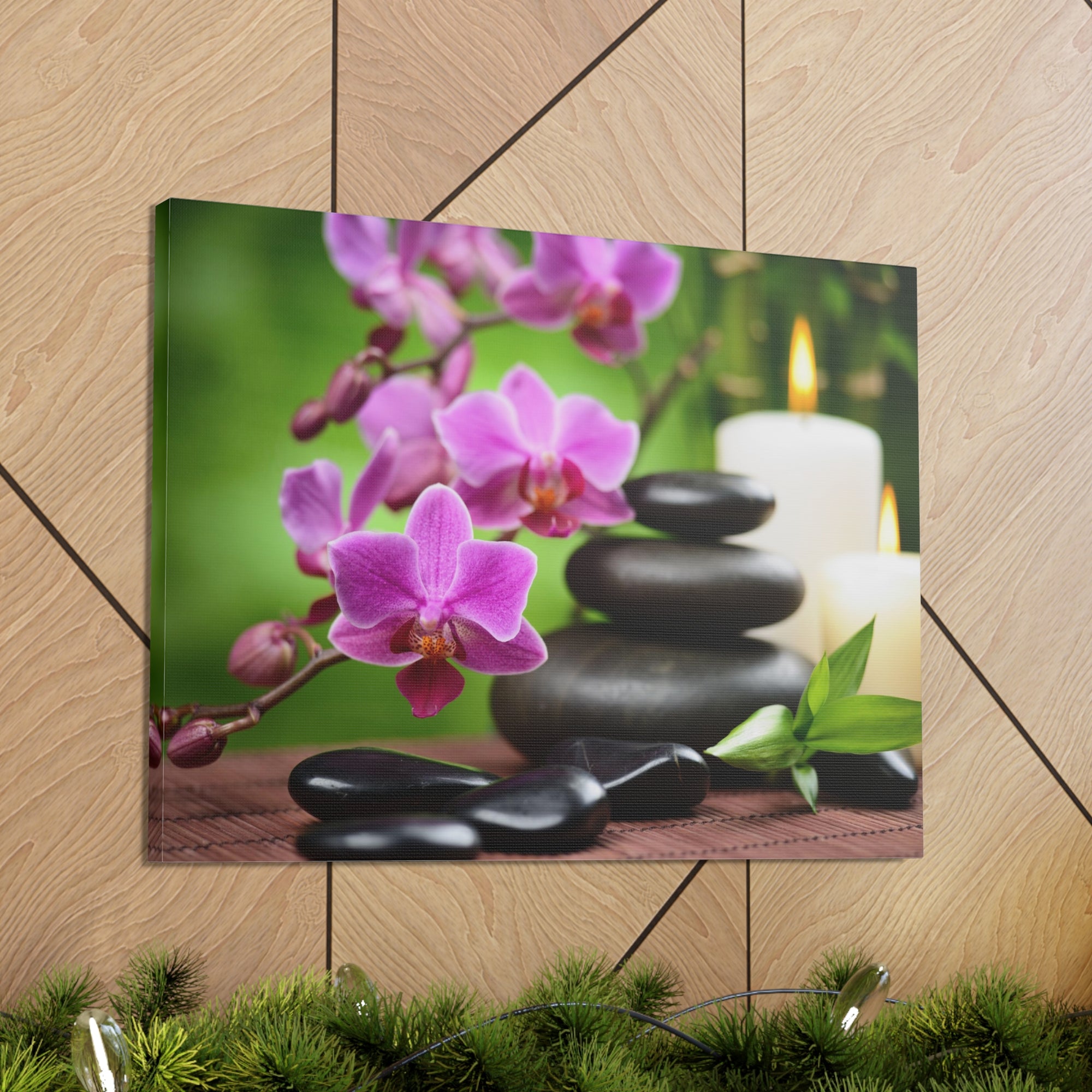 Bamboo on the Wood Forest Floral Nature Photography Canvas Wall Art for Home Decor Ready-to-Hang-Express Your Love Gifts