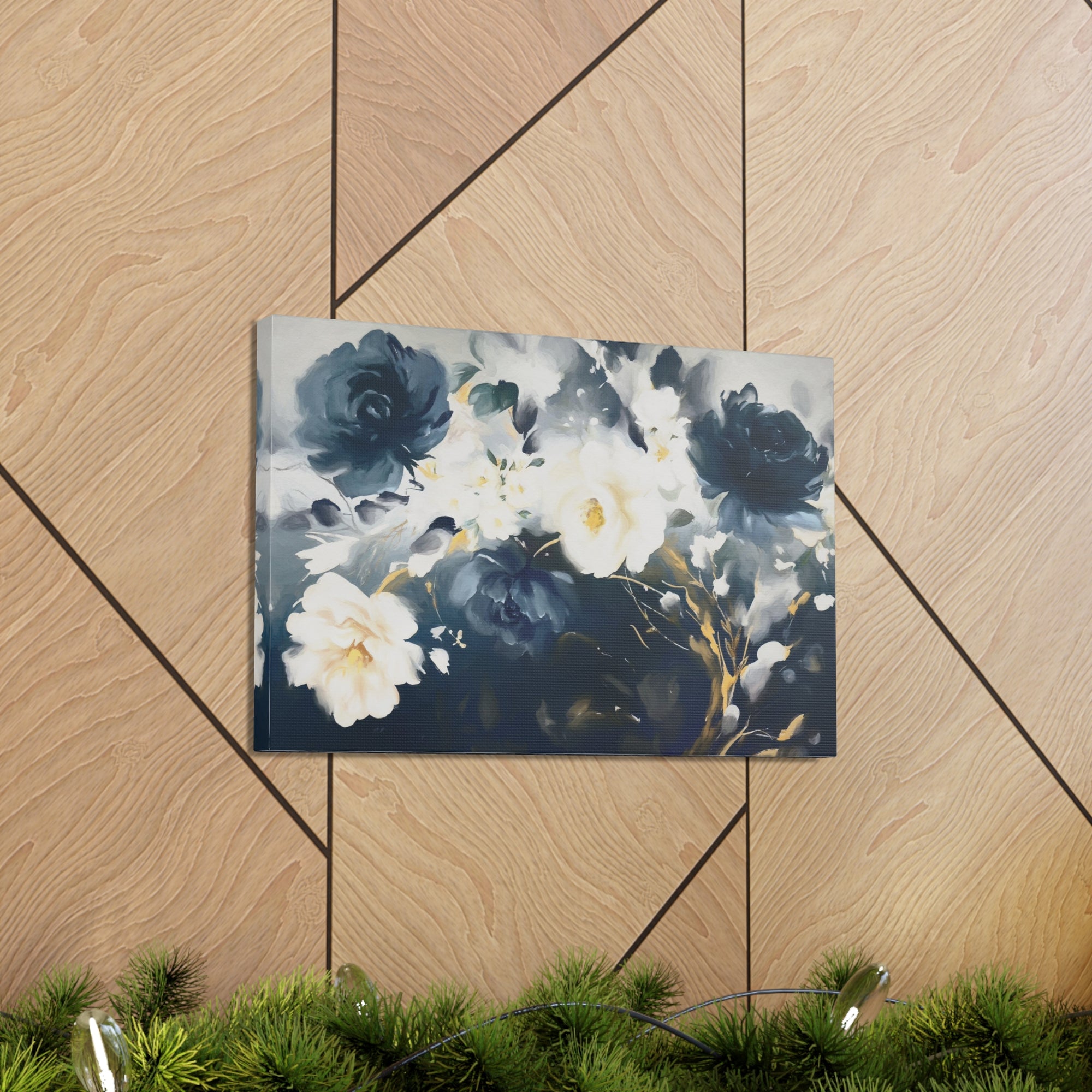 Blue And White Rose Flower Flower Canvas Wall Art for Home Decor Ready-to-Hang-Express Your Love Gifts