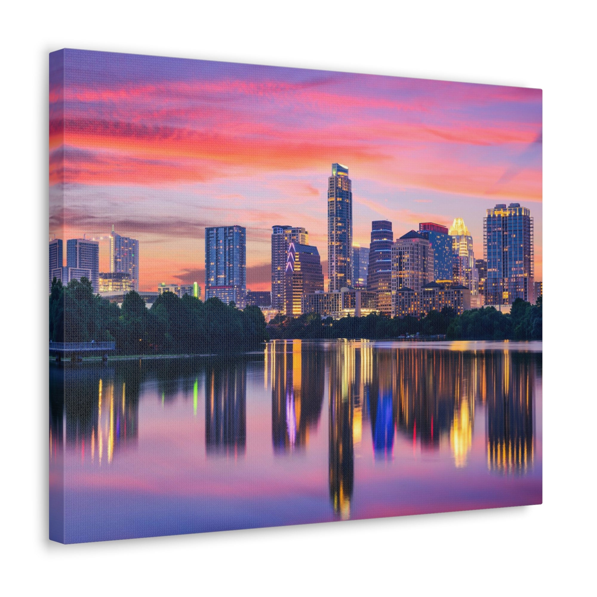 Austin Night Skyline Canvas Artwork High-Quality Breathtaking Stunning Cityscape for Home Decor Ready to Hang-Express Your Love Gifts