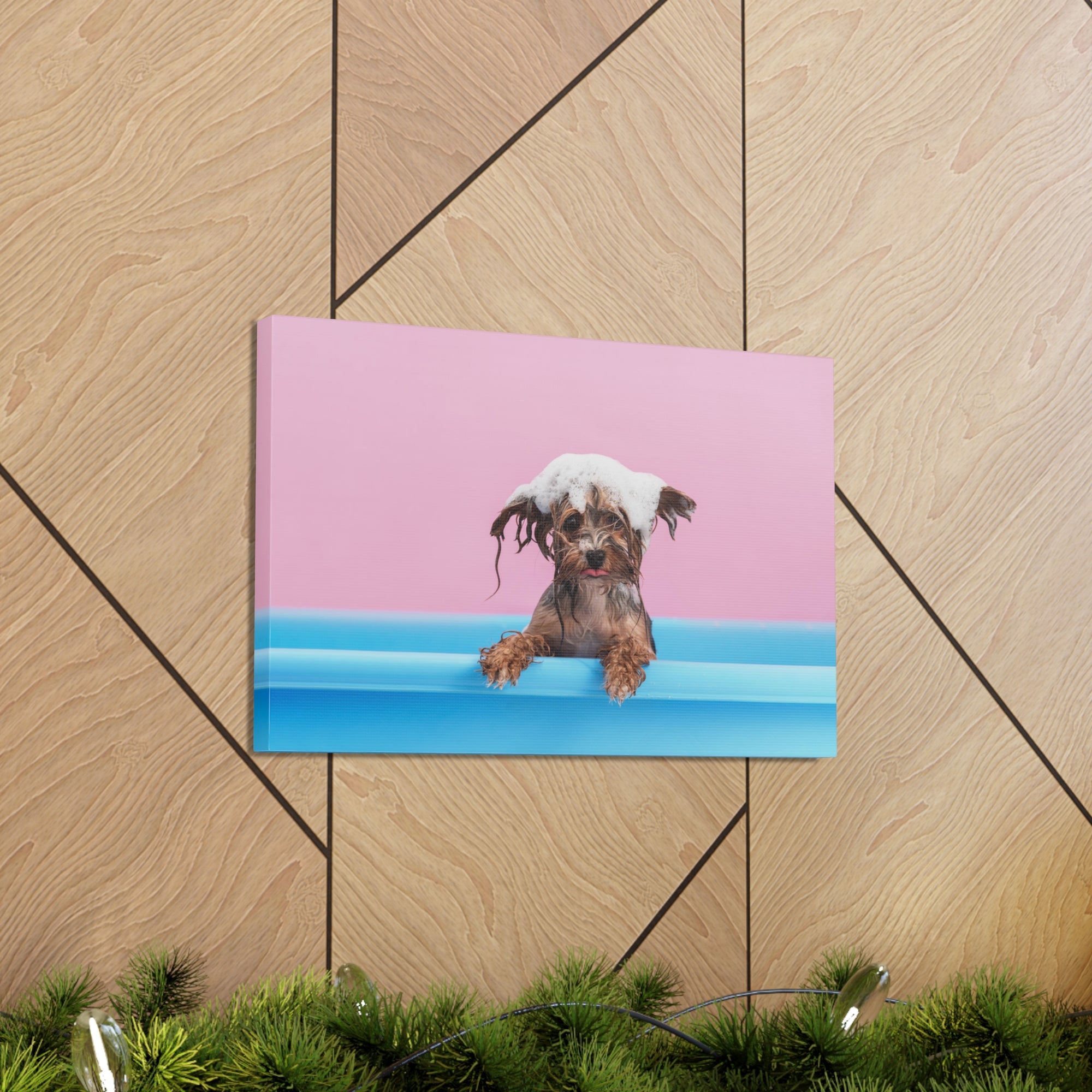 Funny Yorkshire Terrier Bathee Canvas Wall Art for Home Decor Ready-to-Hang-Express Your Love Gifts