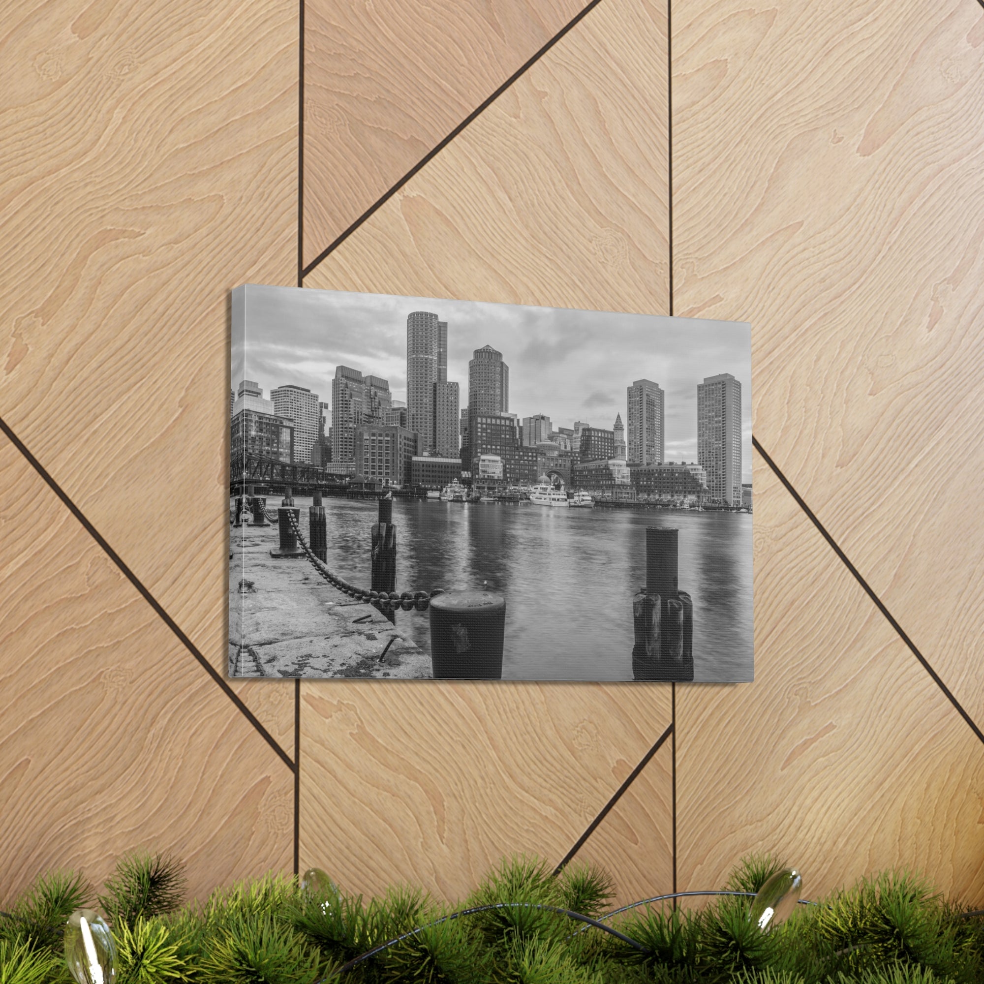 Boston Black And White Skyline Canvas Artwork High-Quality Breathtaking Stunning Cityscape for Home Decor Ready to Hang-Express Your Love Gifts