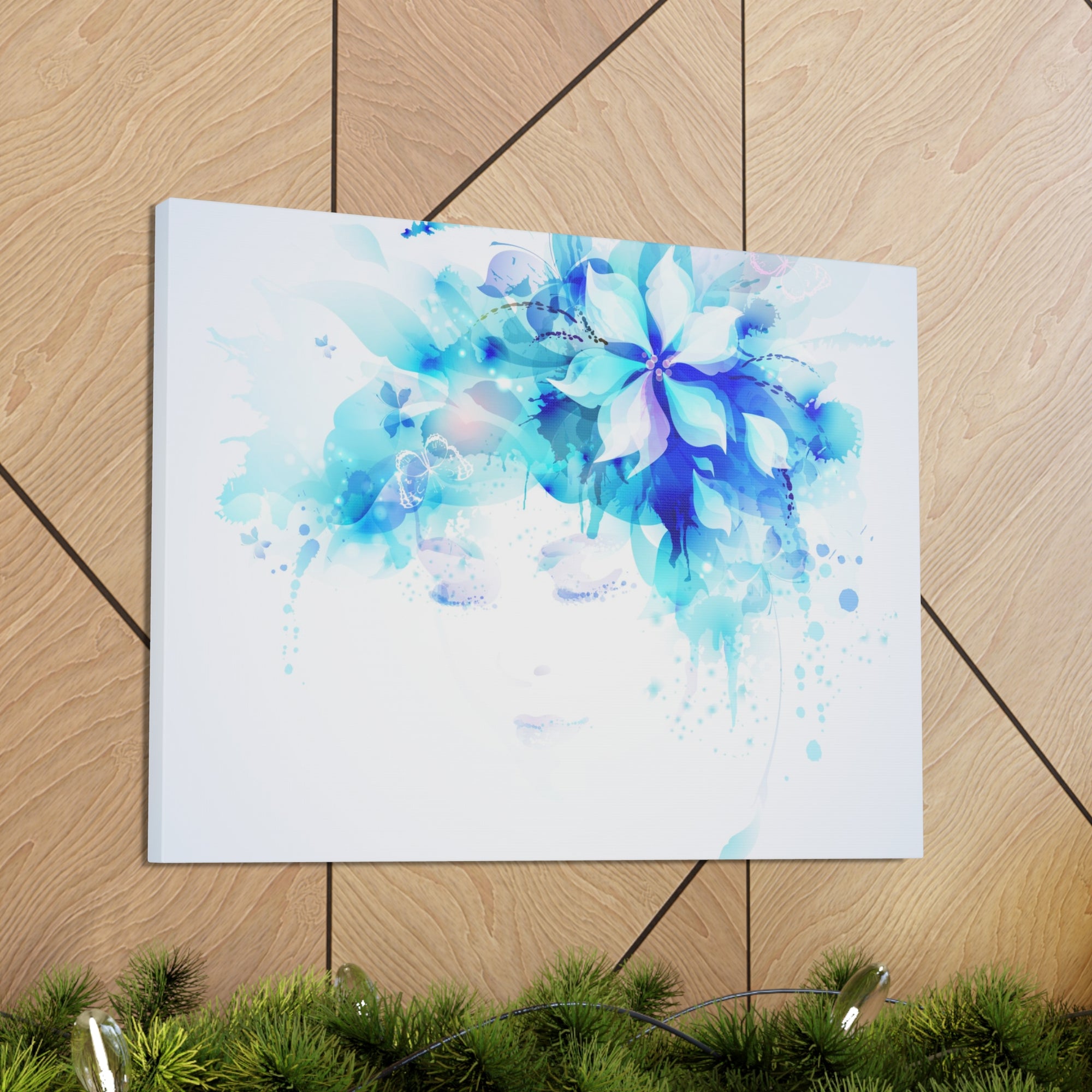 Beautiful Women With Abstract Elements And Butterflies Flower Canvas Wall Art for Home Decor Ready-to-Hang-Express Your Love Gifts