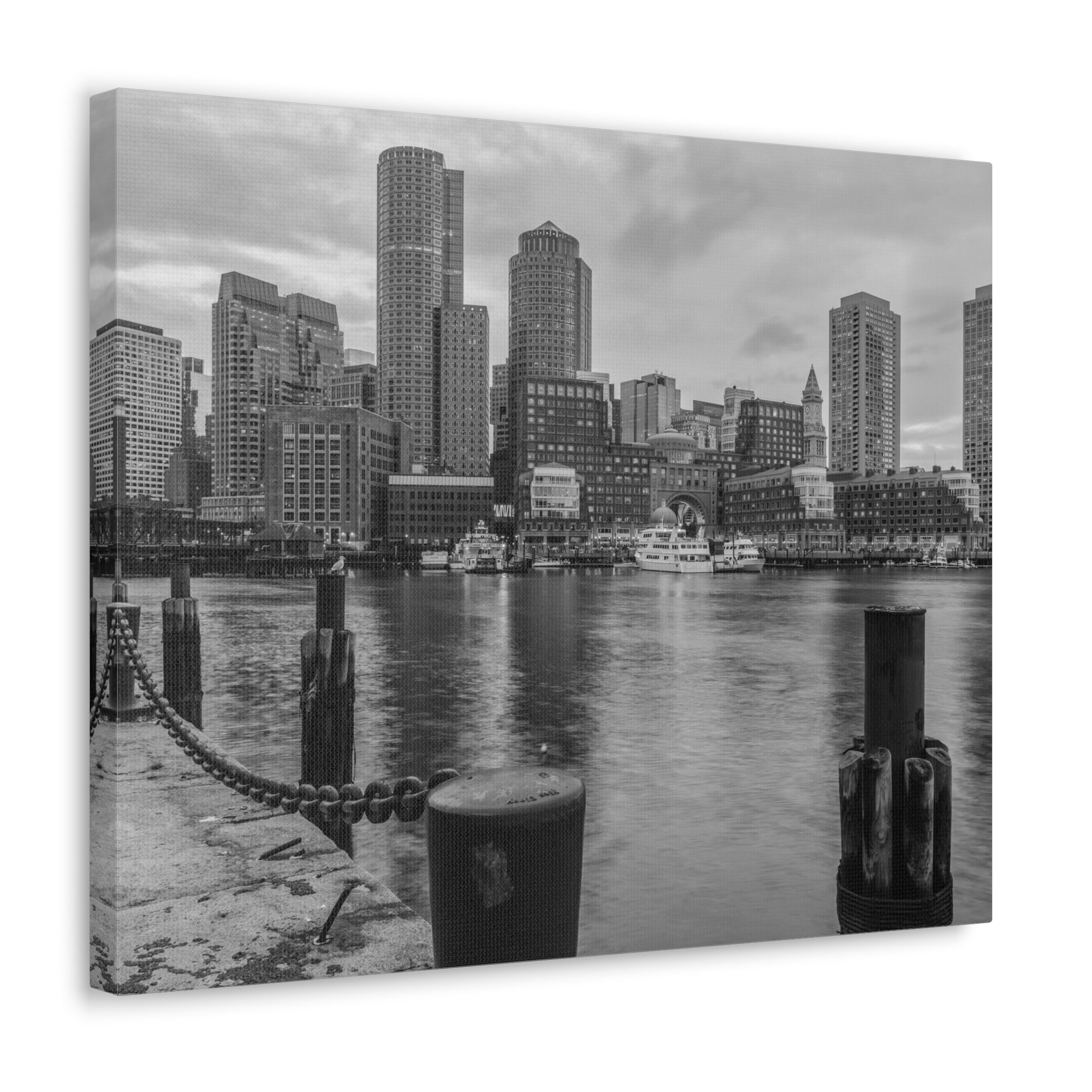 Boston Black And White Skyline Canvas Artwork High-Quality Breathtaking Stunning Cityscape for Home Decor Ready to Hang-Express Your Love Gifts