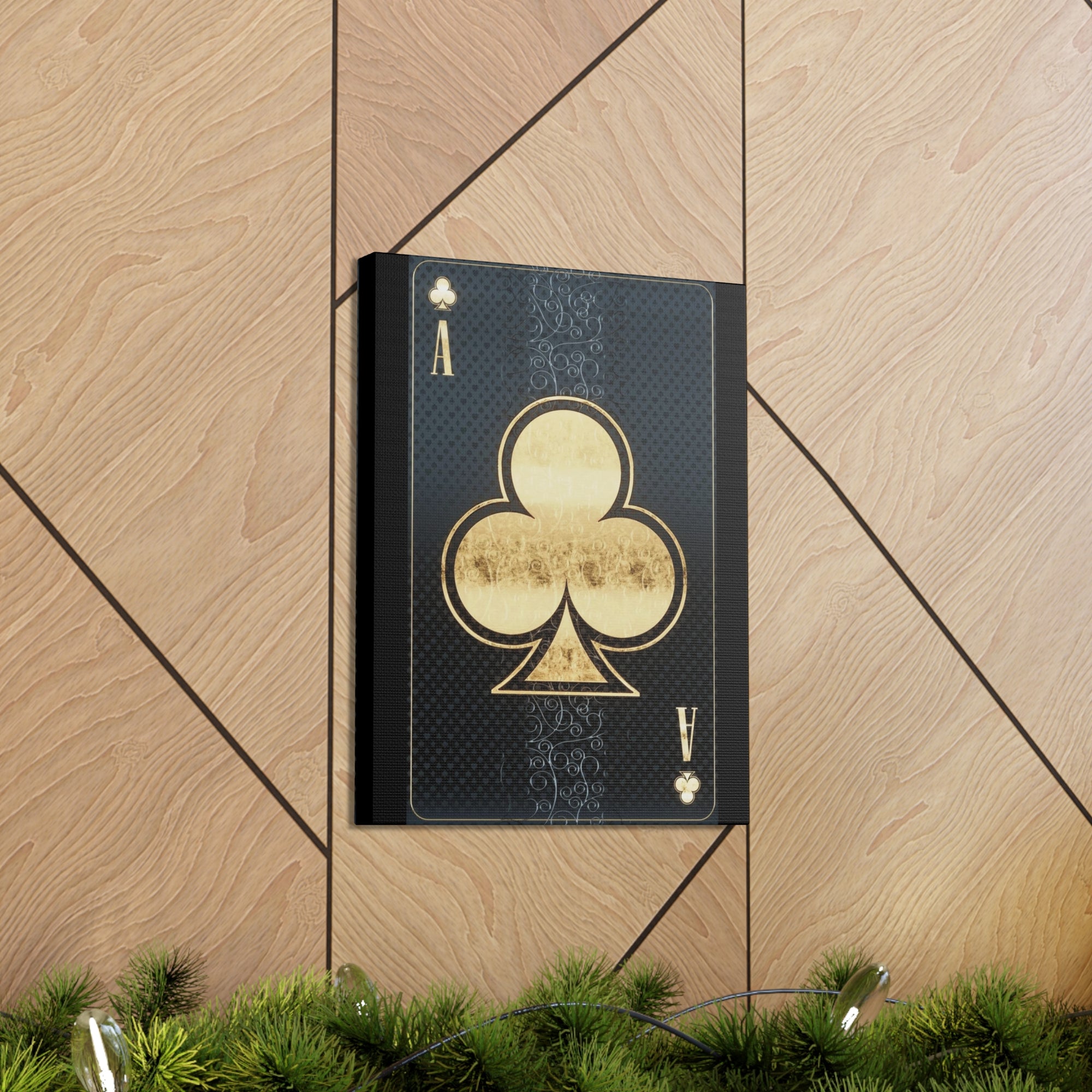 3D Casino Ace of Clubs Playing Card Canvas Wall Art for Home Decor Ready-to-Hang-Express Your Love Gifts