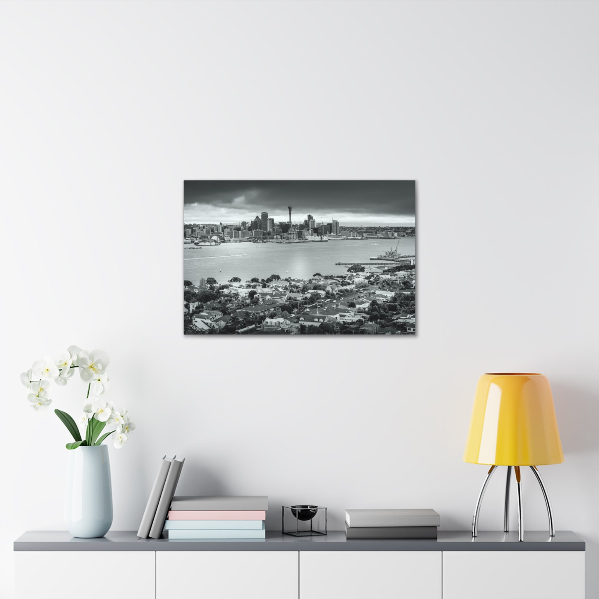 Auckland Black And White Skyline Canvas Artwork High-Quality Breathtaking Stunning Cityscape for Home Decor Ready to Hang-Express Your Love Gifts