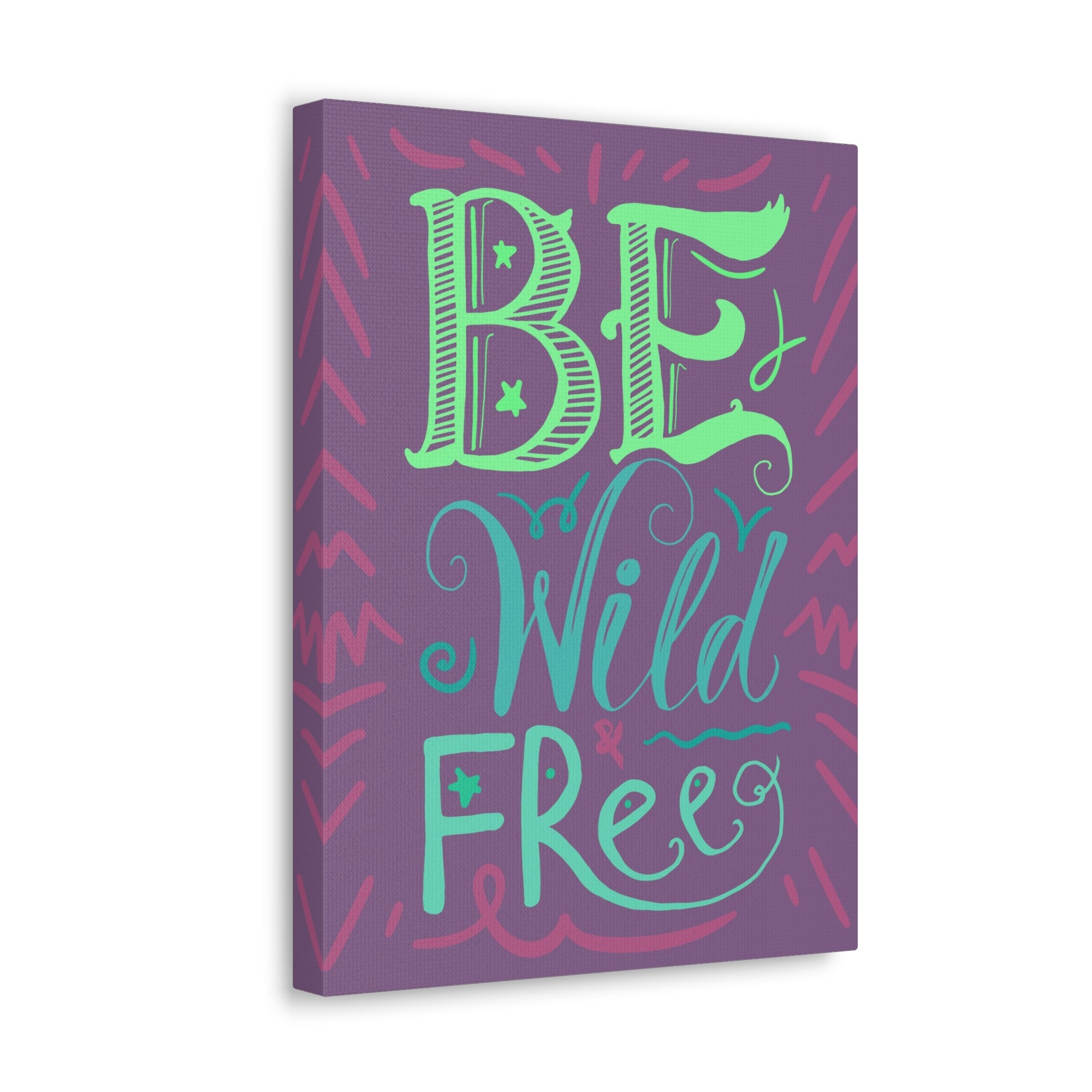 Be Wild And Free Purple Background Inspirational Canvas Wall Art for Home Decor Ready-to-Hang-Express Your Love Gifts