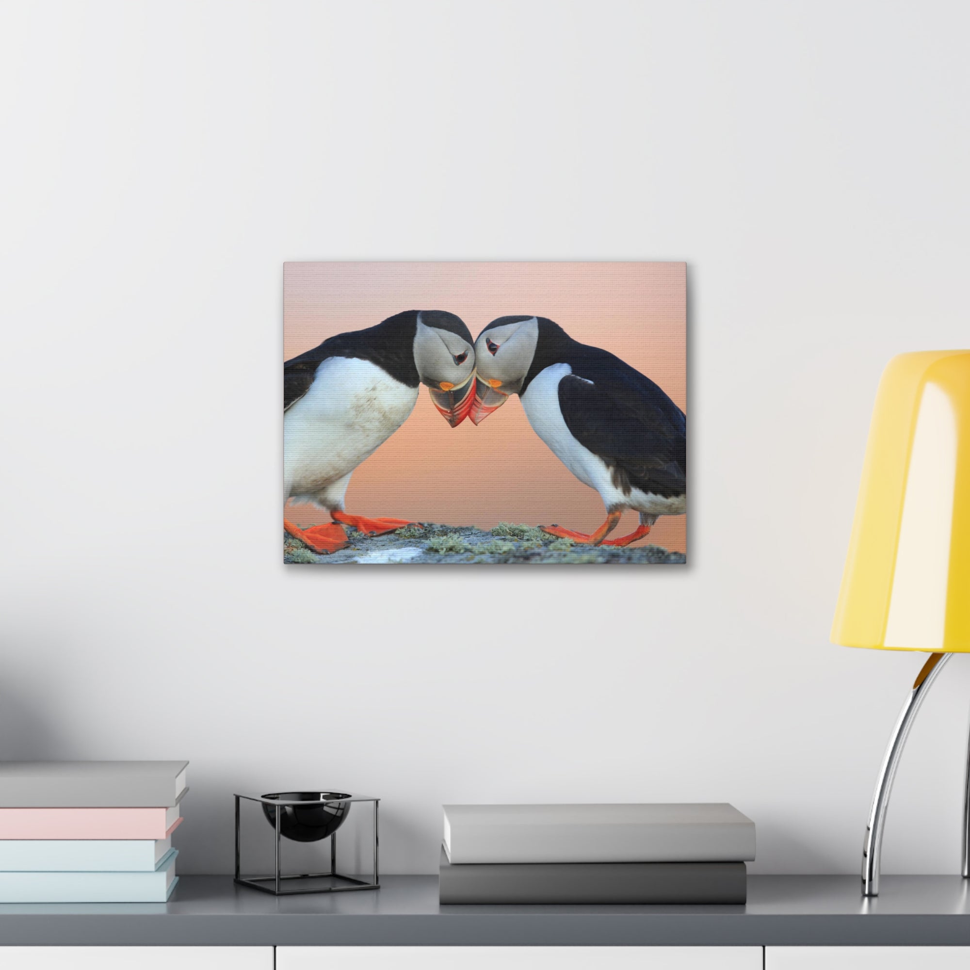 Funny Atlantic Puffin Silly Atlantic Puffin Couple Wall Art Ready to Hang-Express Your Love Gifts