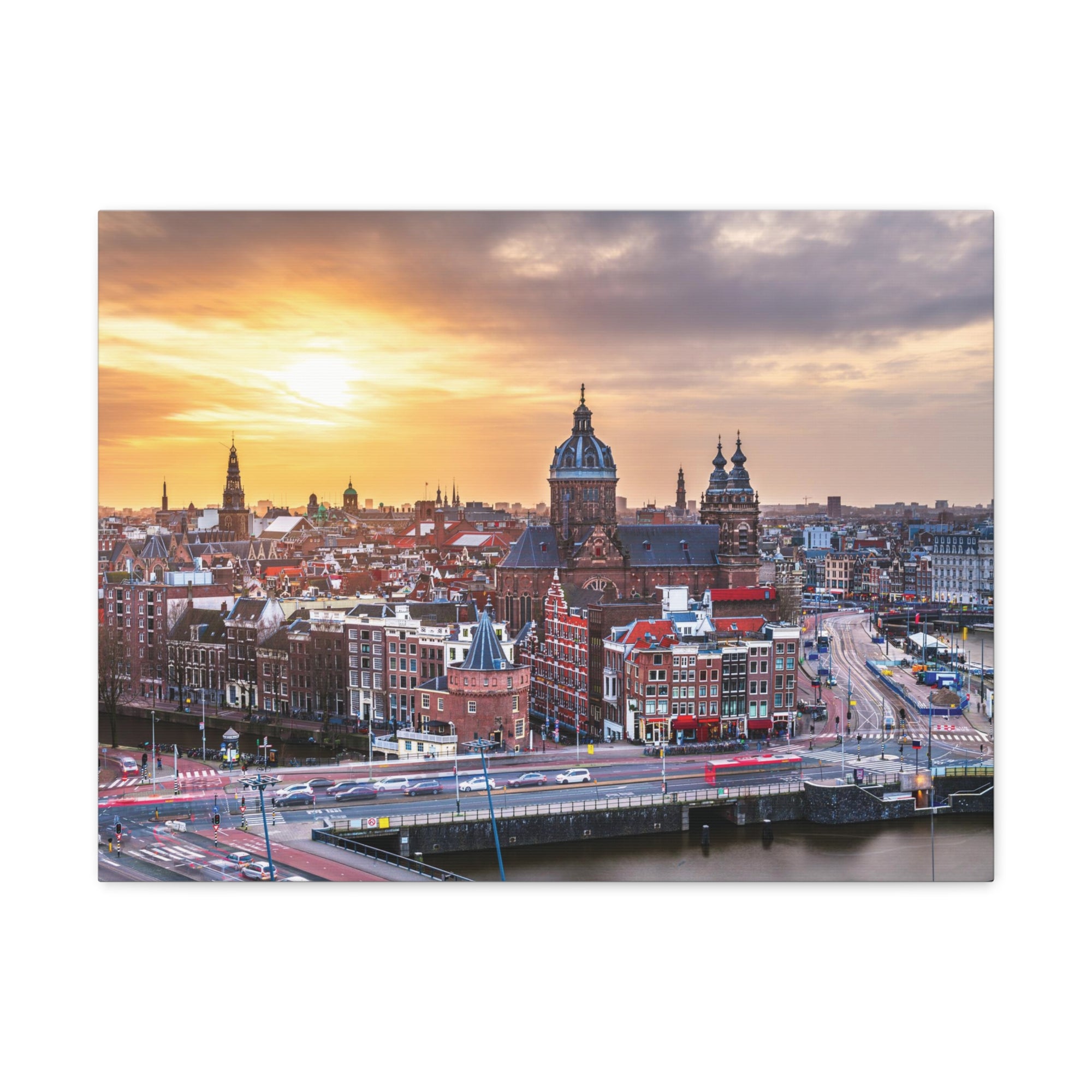 Amsterdam Daytime Skyline Canvas Artwork High-Quality Breathtaking Stunning Cityscape for Home Decor Ready to Hang-Express Your Love Gifts