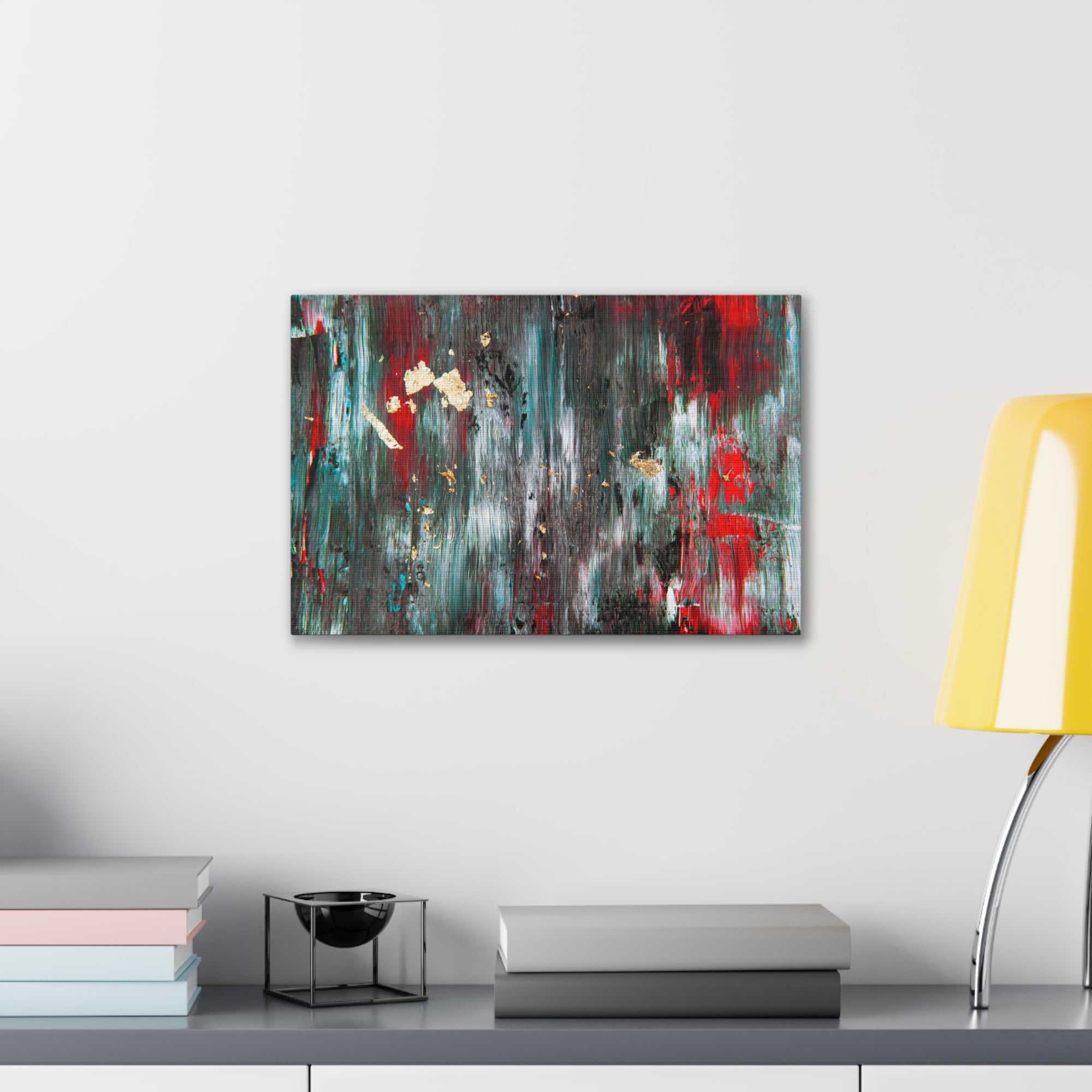 Abstract Art Gold Textured White Red Black Brushstrokes Painting Canvas Wall Art for Home Decor Ready-to-Hang-Express Your Love Gifts