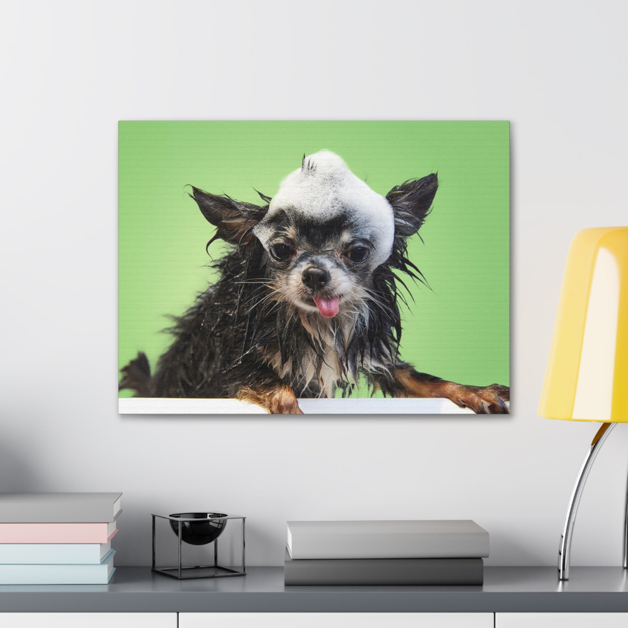 Funny Chihuahua Bath Canvas Wall Art for Home Decor Ready-to-Hang-Express Your Love Gifts