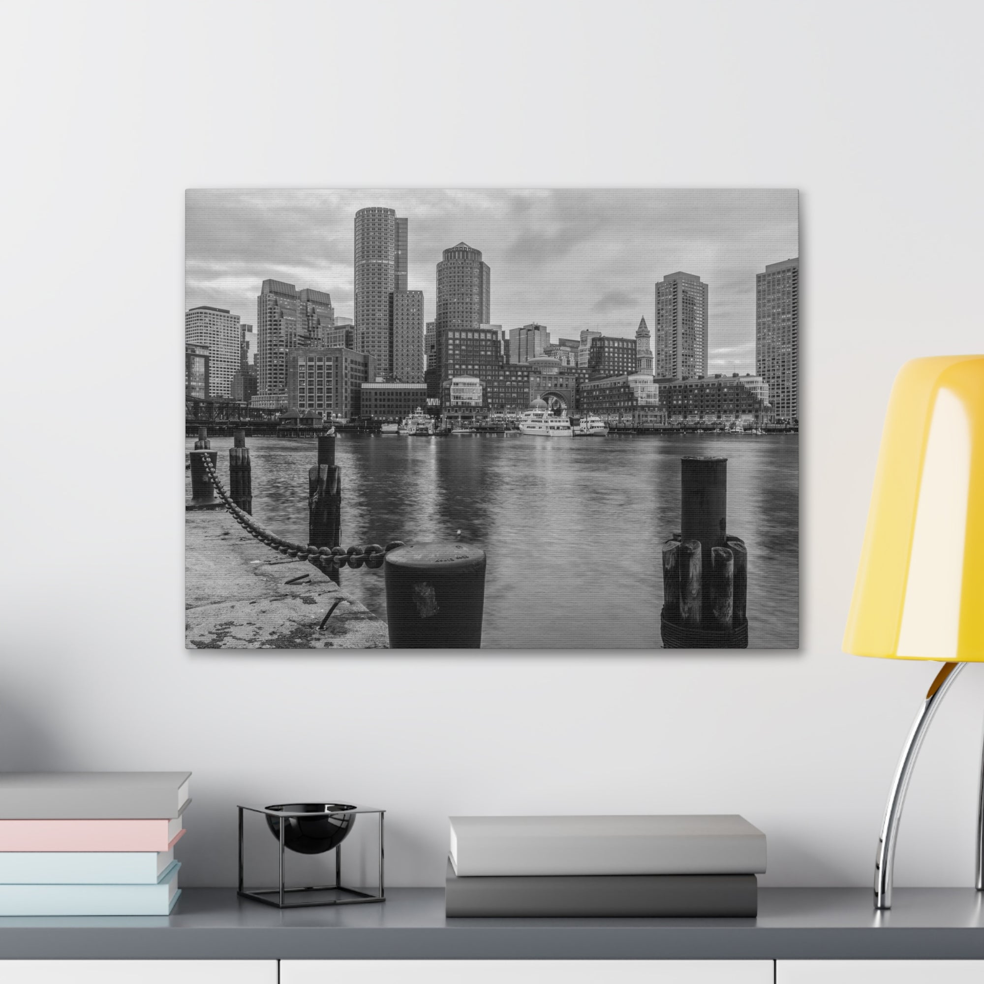 Boston Black And White Skyline Canvas Artwork High-Quality Breathtaking Stunning Cityscape for Home Decor Ready to Hang-Express Your Love Gifts