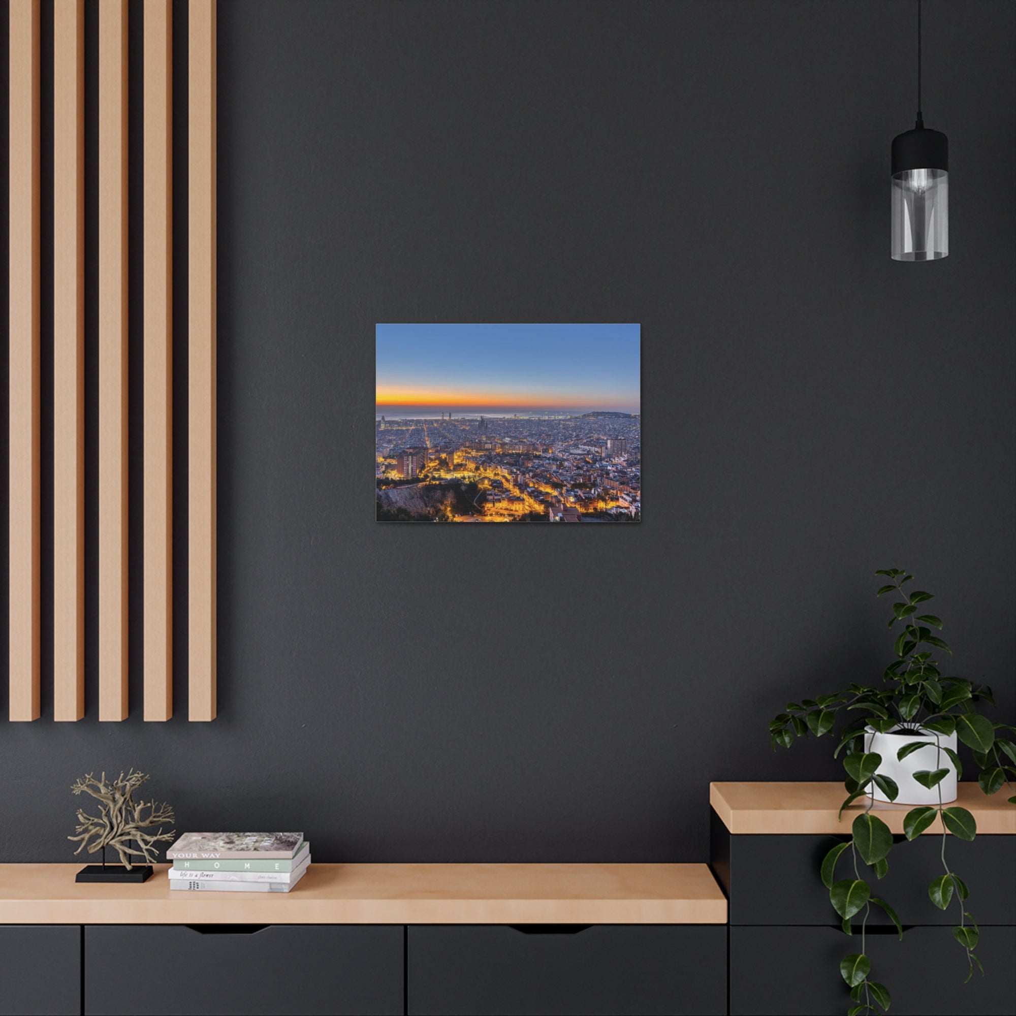 Barcelona Night Skyline Canvas Artwork High-Quality Breathtaking Stunning Cityscape for Home Decor Ready to Hang-Express Your Love Gifts