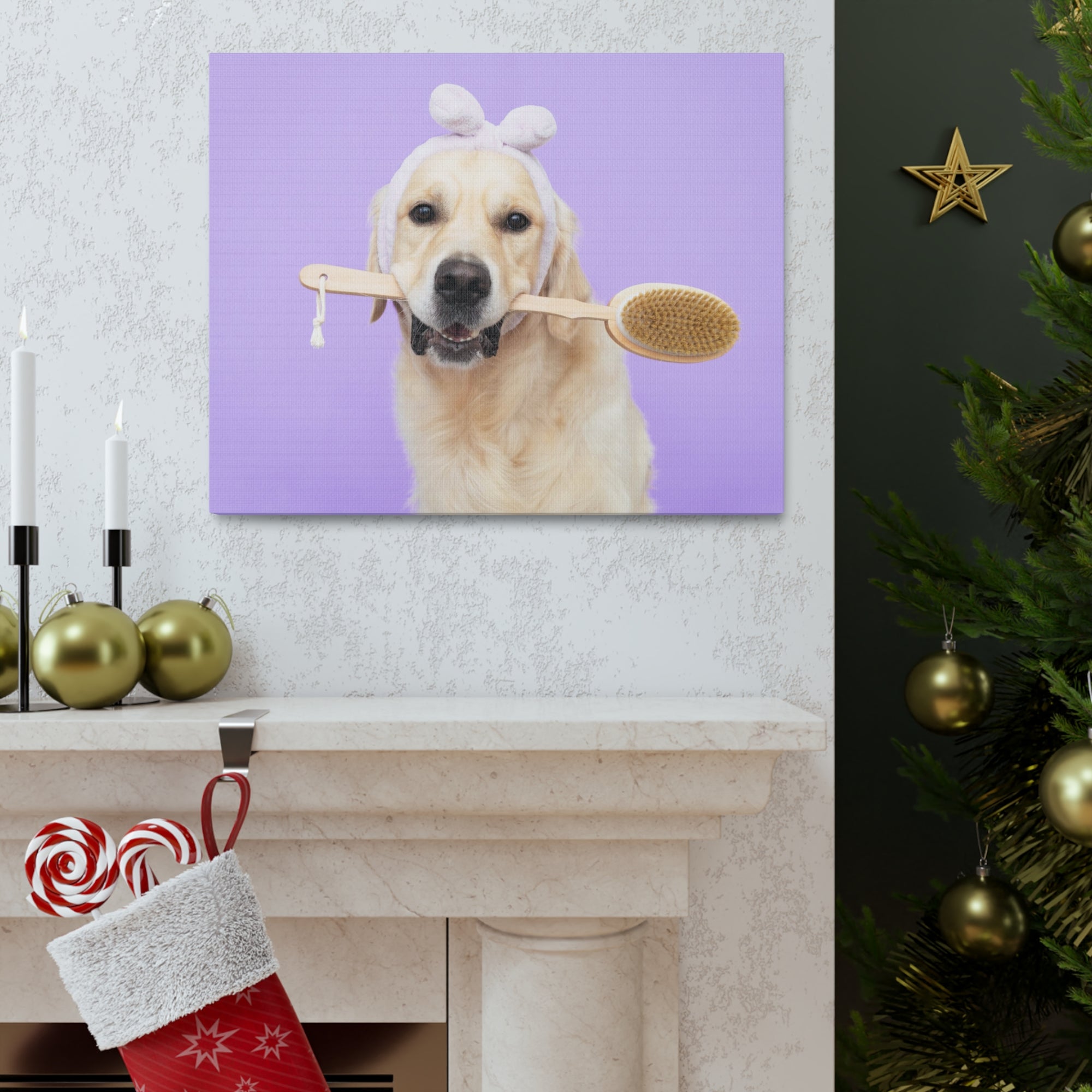 Funny Golden Retriever Bathee Canvas Wall Art for Home Decor Ready-to-Hang-Express Your Love Gifts