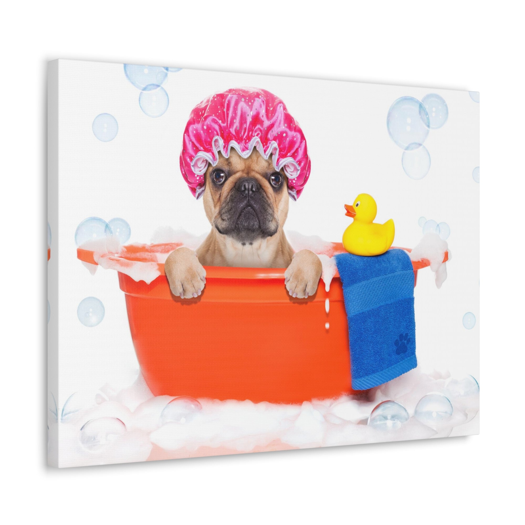 Funny French Bulldog Bathee Canvas Wall Art for Home Decor Ready-to-Hang-Express Your Love Gifts