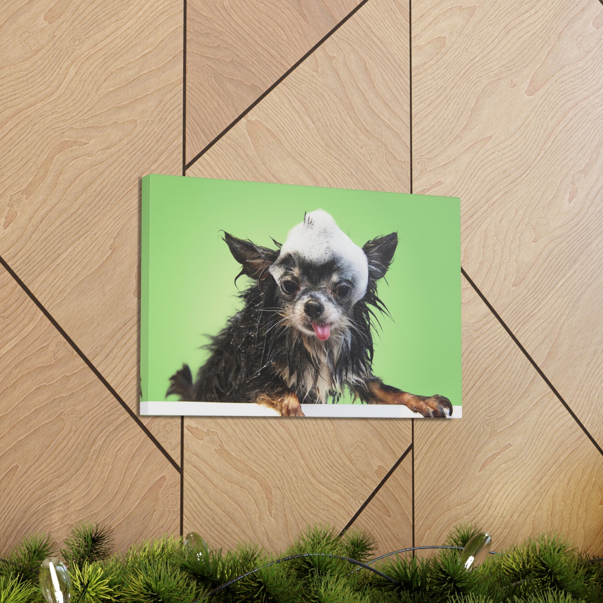 Funny Chihuahua Bath Canvas Wall Art for Home Decor Ready-to-Hang-Express Your Love Gifts