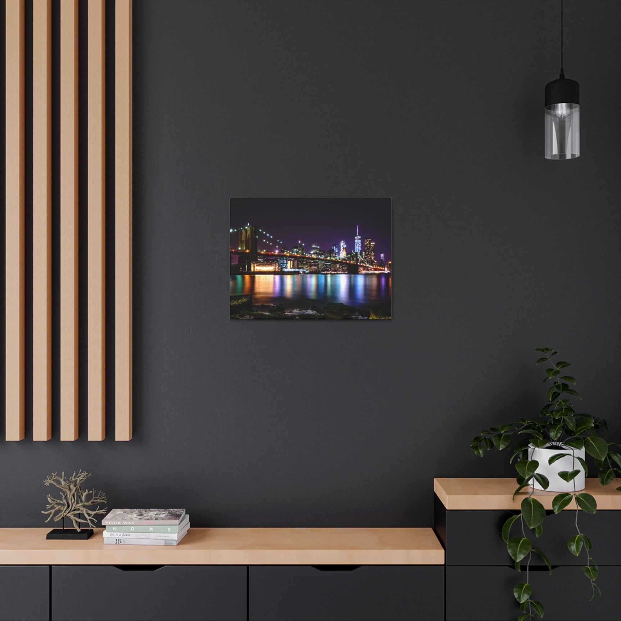 Brooklyn Night Skyline Canvas Artwork High-Quality Breathtaking Stunning Cityscape for Home Decor Ready to Hang-Express Your Love Gifts