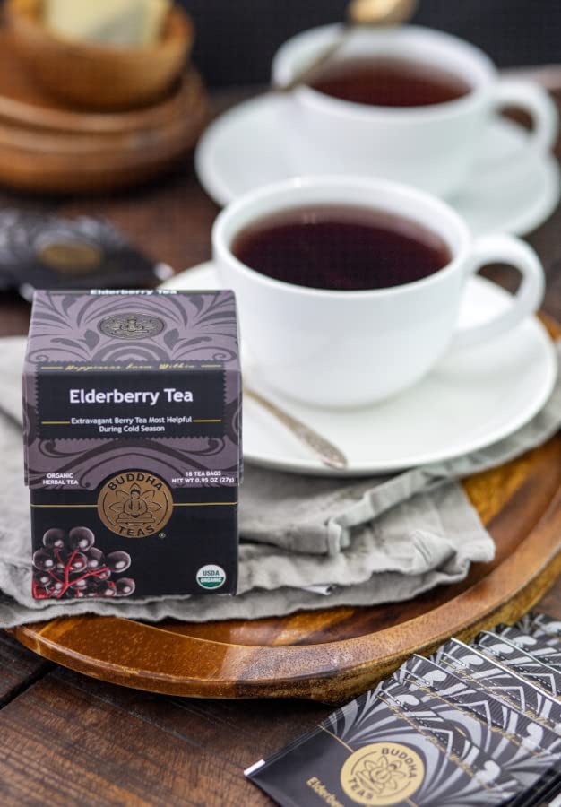 Buddha Teas Organic Elderberry Herbal Tea – Antioxidant-Rich, Caffeine-Free, OU Kosher, Non-GMO, 54 Tea Bags (Pack of 3)-Express Your Love Gifts