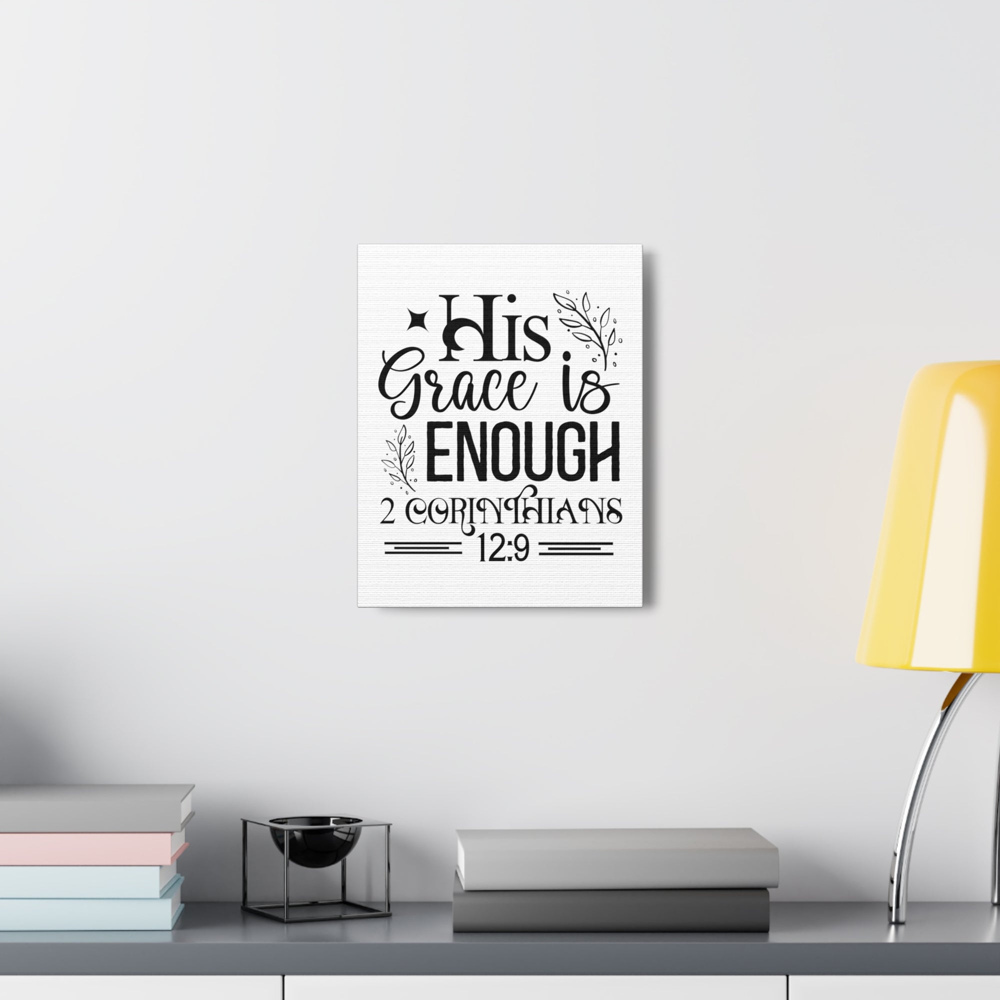 Scripture Walls 2 Corinthians 12:9 His Grace is Enough Bible Verse Canvas Christian Wall Art Ready to Hang Unframed-Express Your Love Gifts