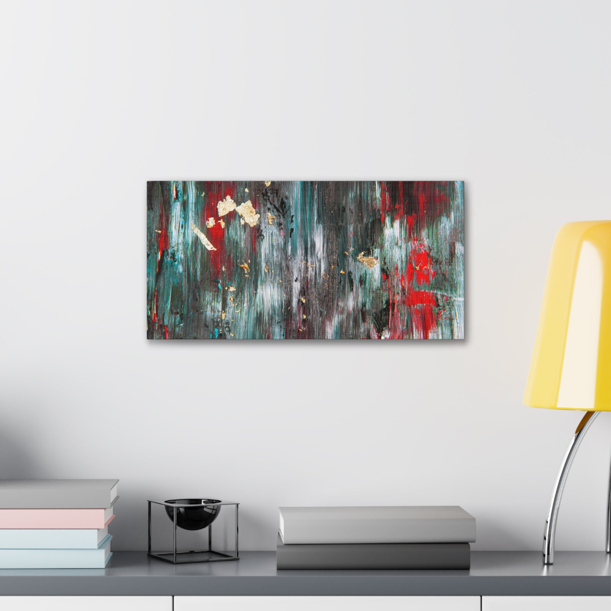 Abstract Art Gold Textured White Red Black Brushstrokes Painting Canvas Wall Art for Home Decor Ready-to-Hang-Express Your Love Gifts