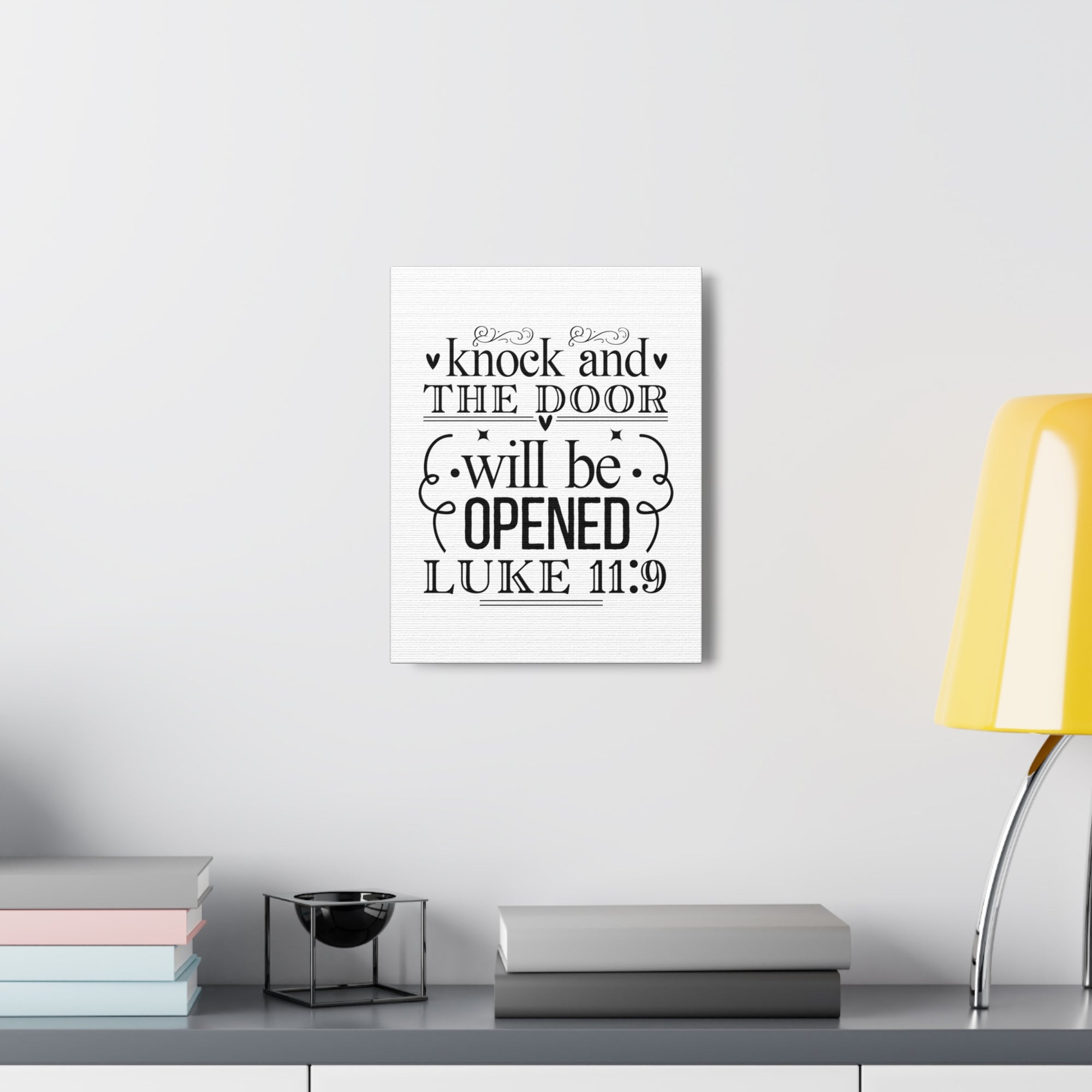 Scripture Walls Luke 11:9 Knock Bible Verse Canvas Christian Wall Art Ready to Hang Unframed-Express Your Love Gifts