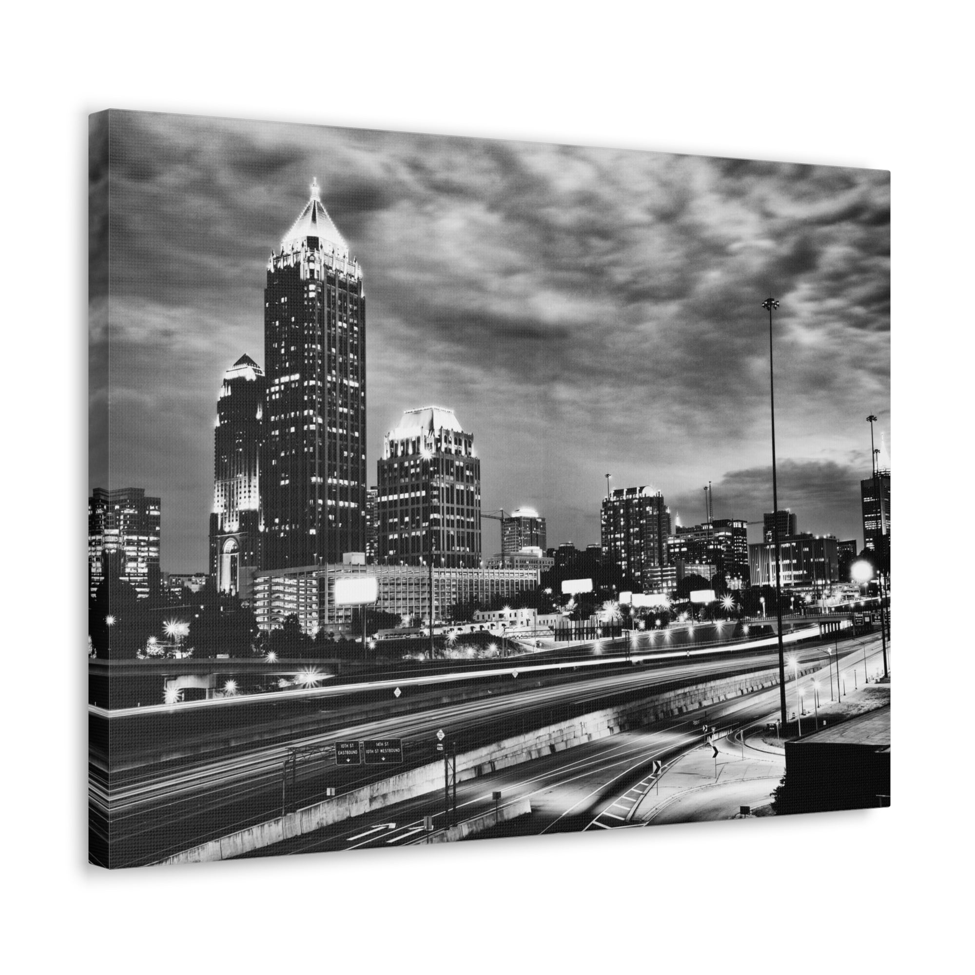 Atlanta Black And White Skyline Canvas Artwork High-Quality Breathtaking Stunning Cityscape for Home Decor Ready to Hang-Express Your Love Gifts