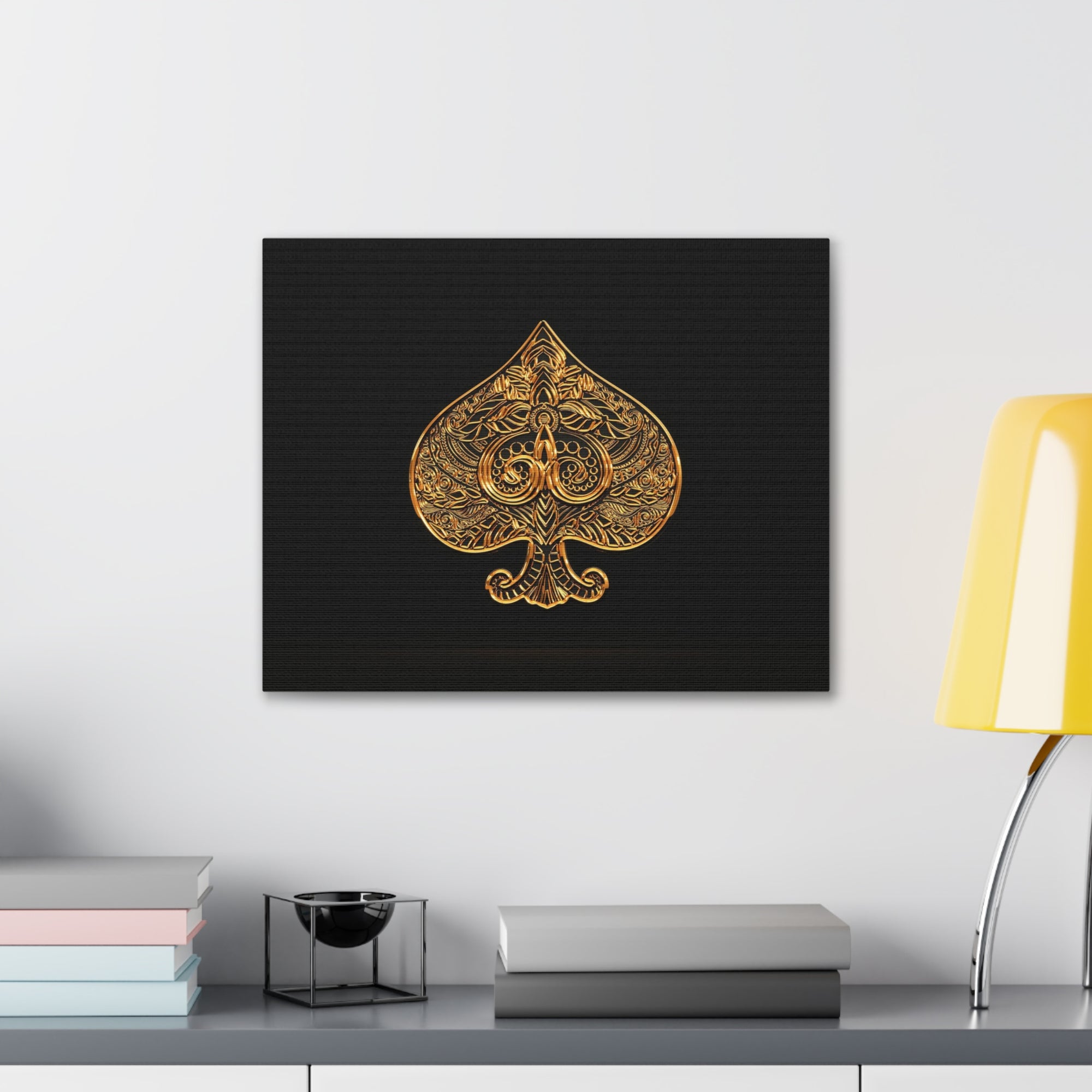 3D Gold Spades Playing Card Canvas Wall Art for Home Decor Ready-to-Hang-Express Your Love Gifts