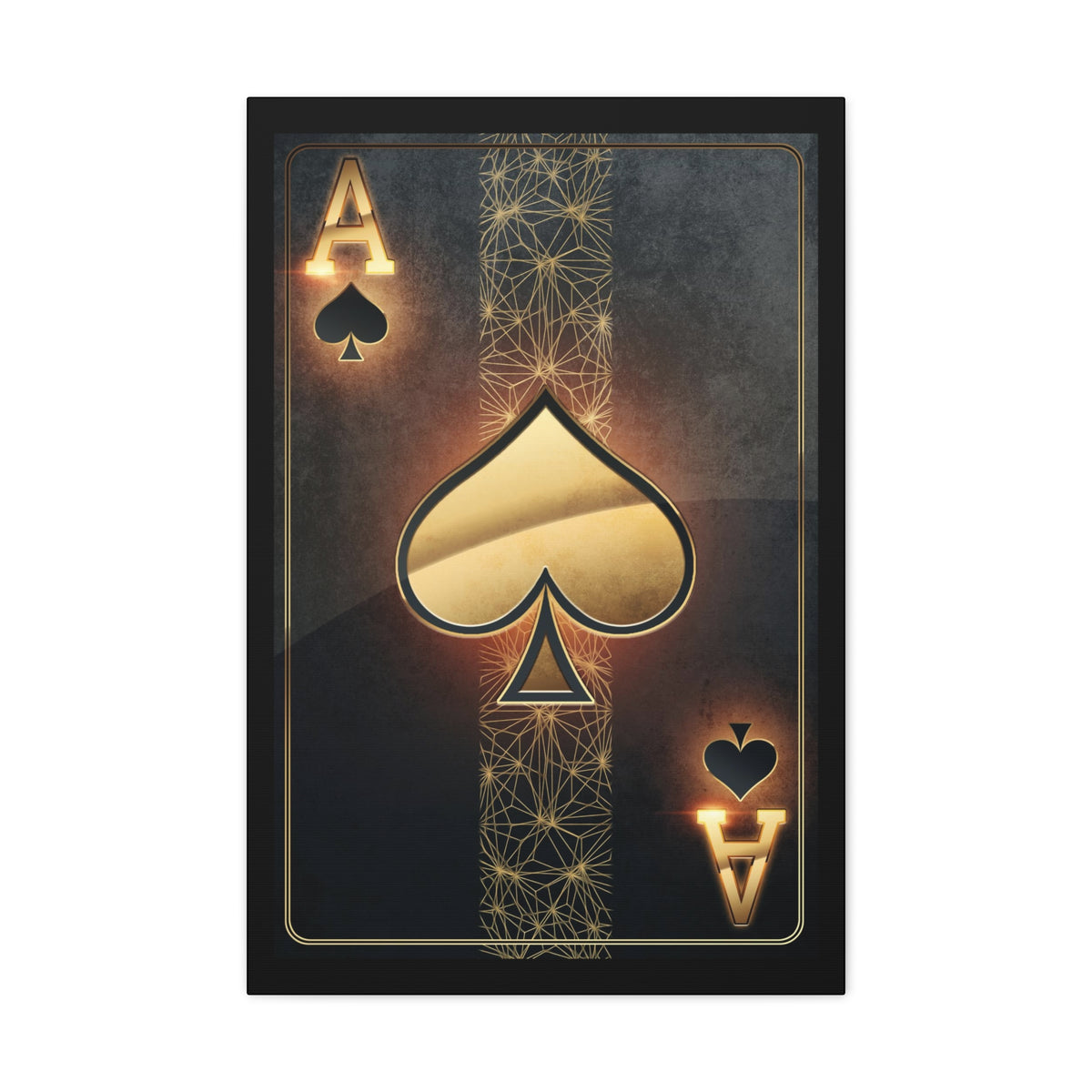 Black Gold Ace Of Hearts Playing Card Canvas Wall Art for Home Decor Ready-to-Hang-Express Your Love Gifts