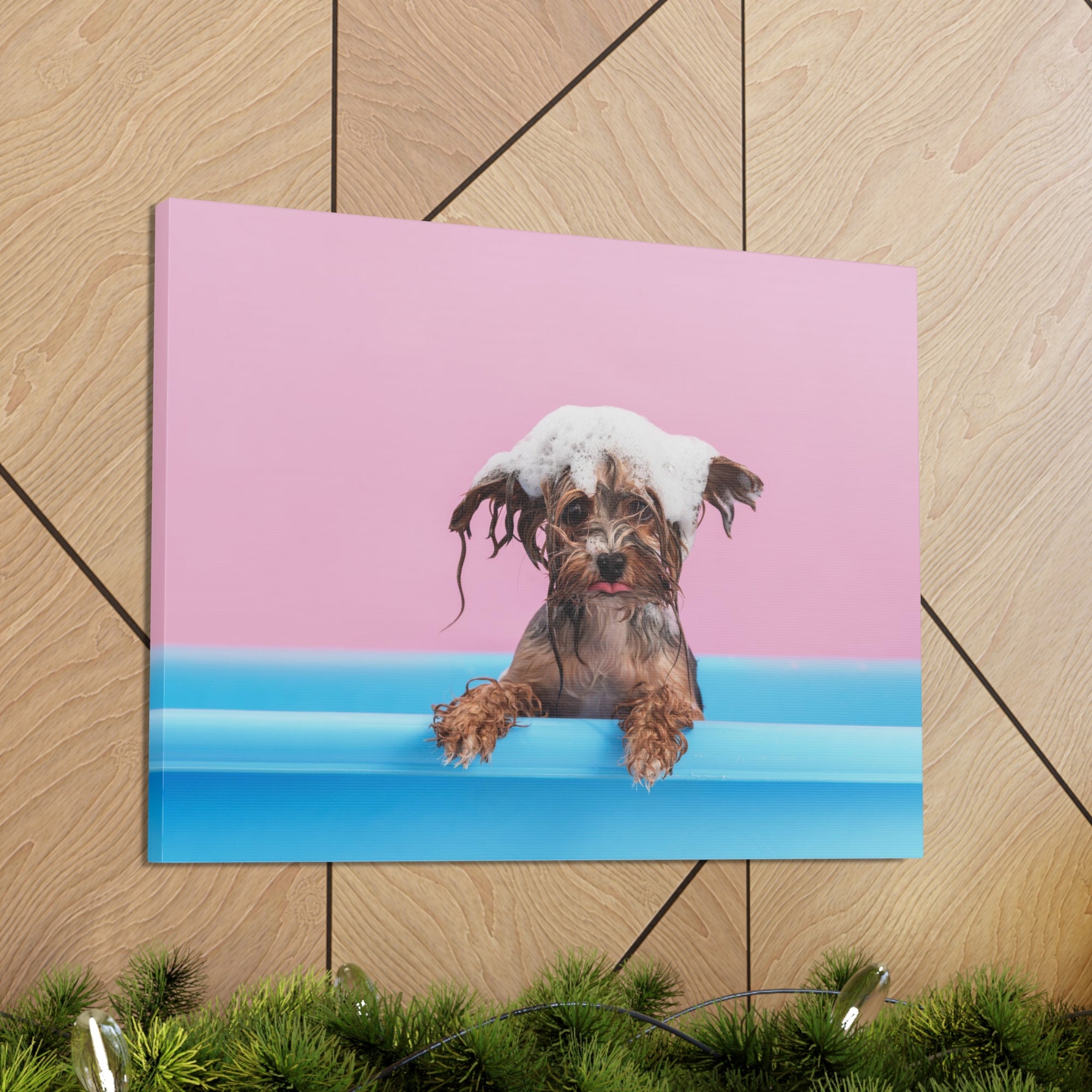 Funny Yorkshire Terrier Bathee Canvas Wall Art for Home Decor Ready-to-Hang-Express Your Love Gifts