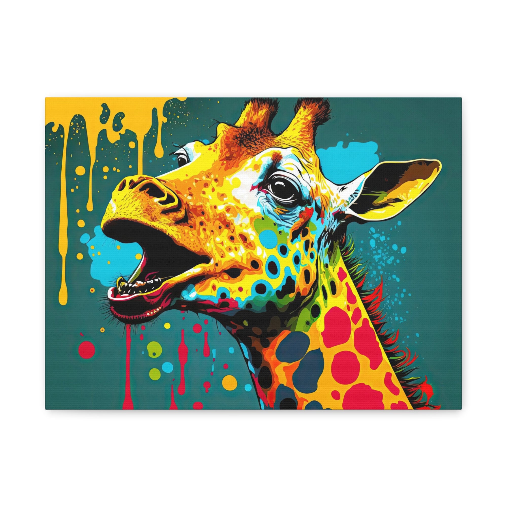 Giraffe Pop Art Flying Colors Expression Painting Animal Canvas Wall Art for Home Decor Ready-to-Hang-Express Your Love Gifts