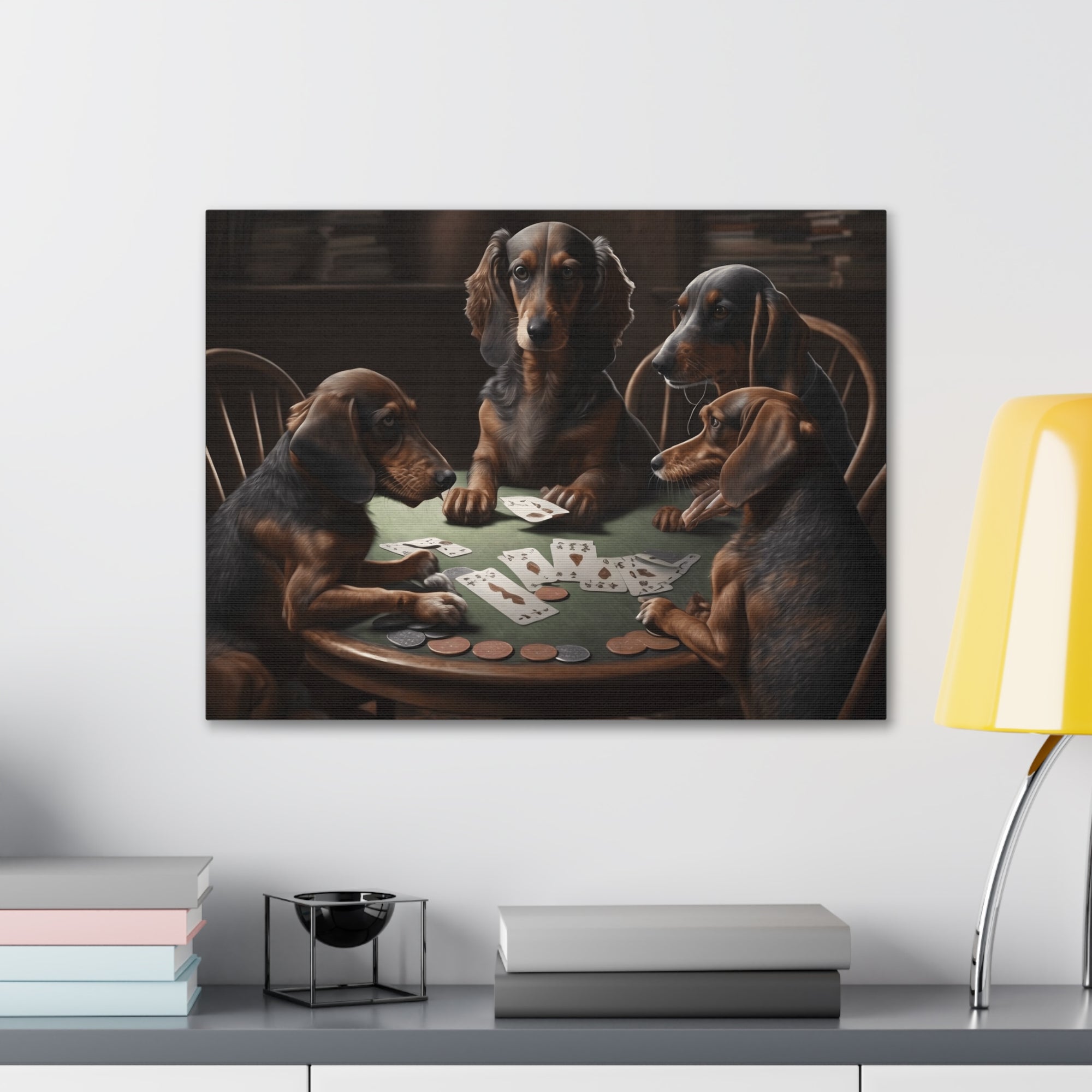 Painting Dogs Playing Poker Funny Game Animals Playing Card Canvas Wall Art for Home Decor Ready-to-Hang-Express Your Love Gifts