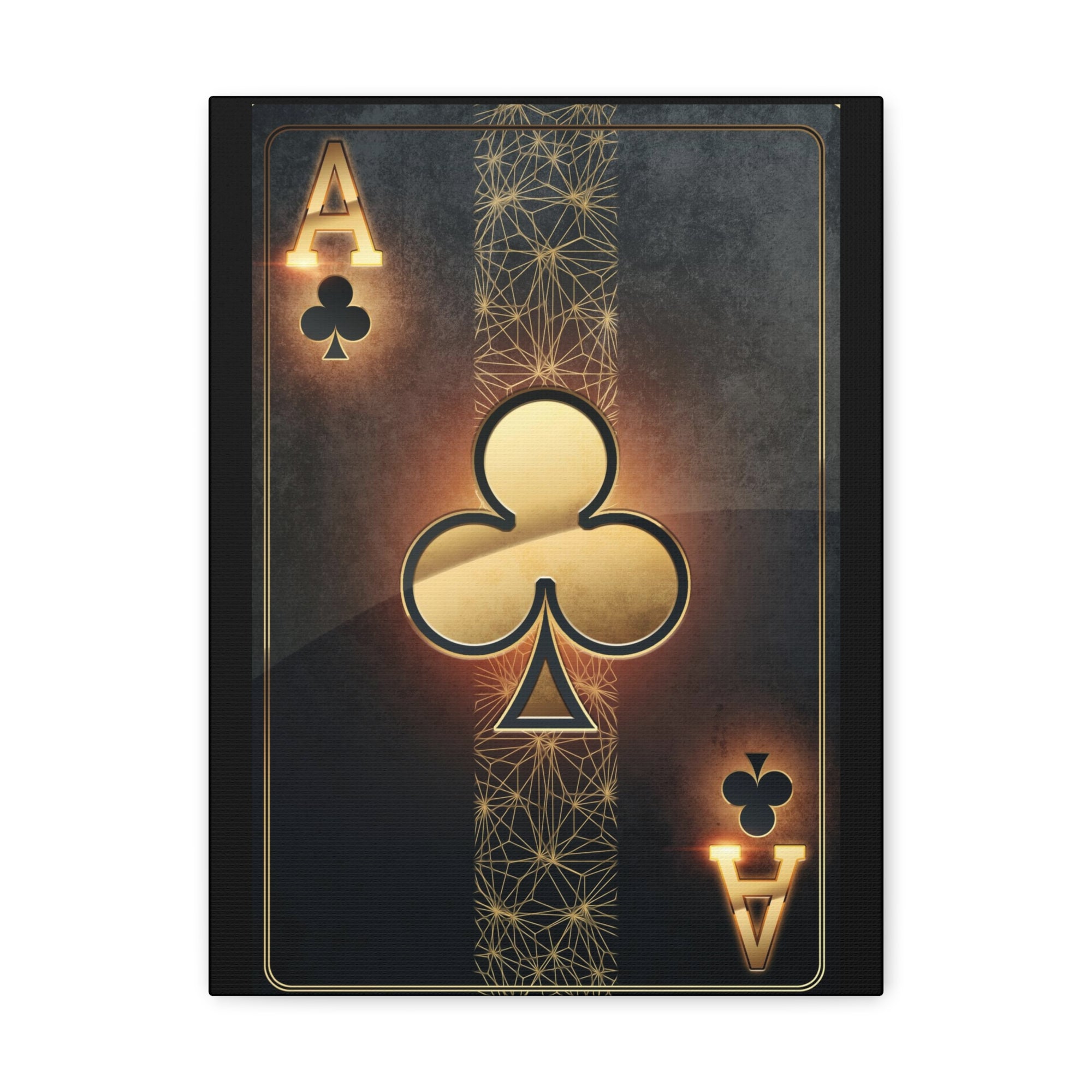 Black And Golden Ace Of Clubs Poker Playing Card Canvas Wall Art for Home Decor Ready-to-Hang-Express Your Love Gifts