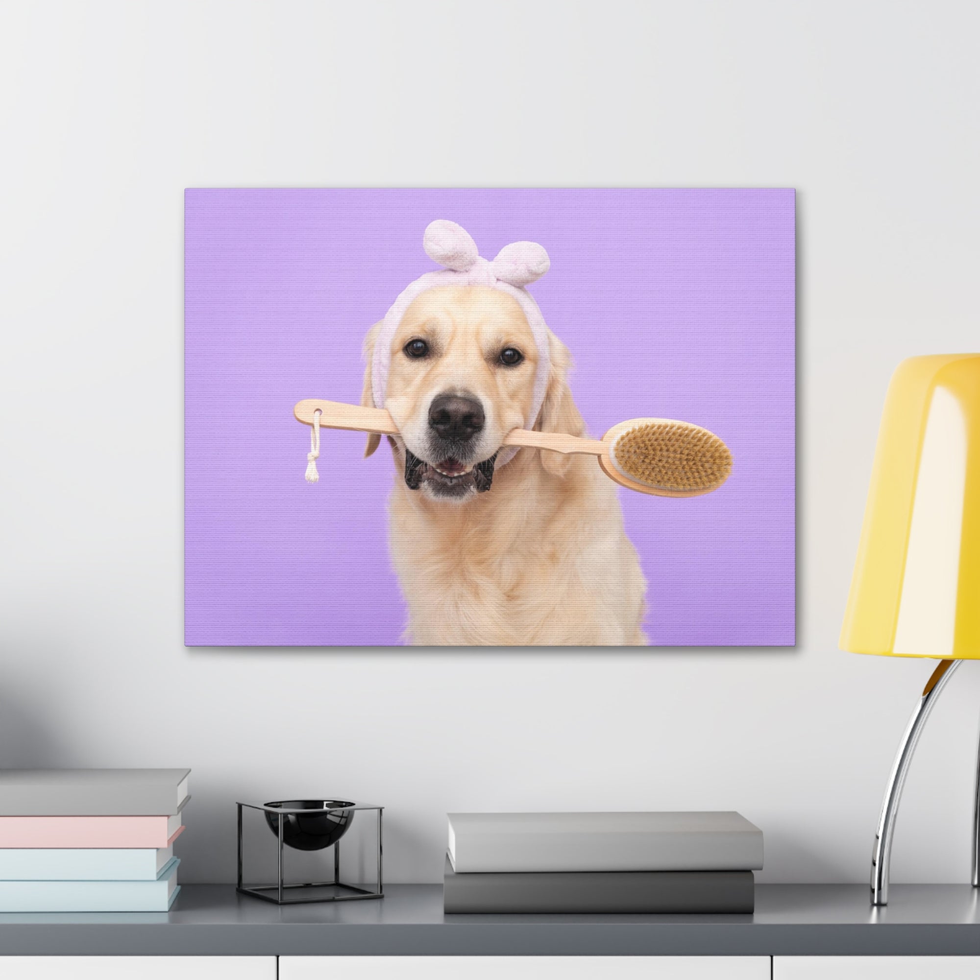 Funny Golden Retriever Bathee Canvas Wall Art for Home Decor Ready-to-Hang-Express Your Love Gifts