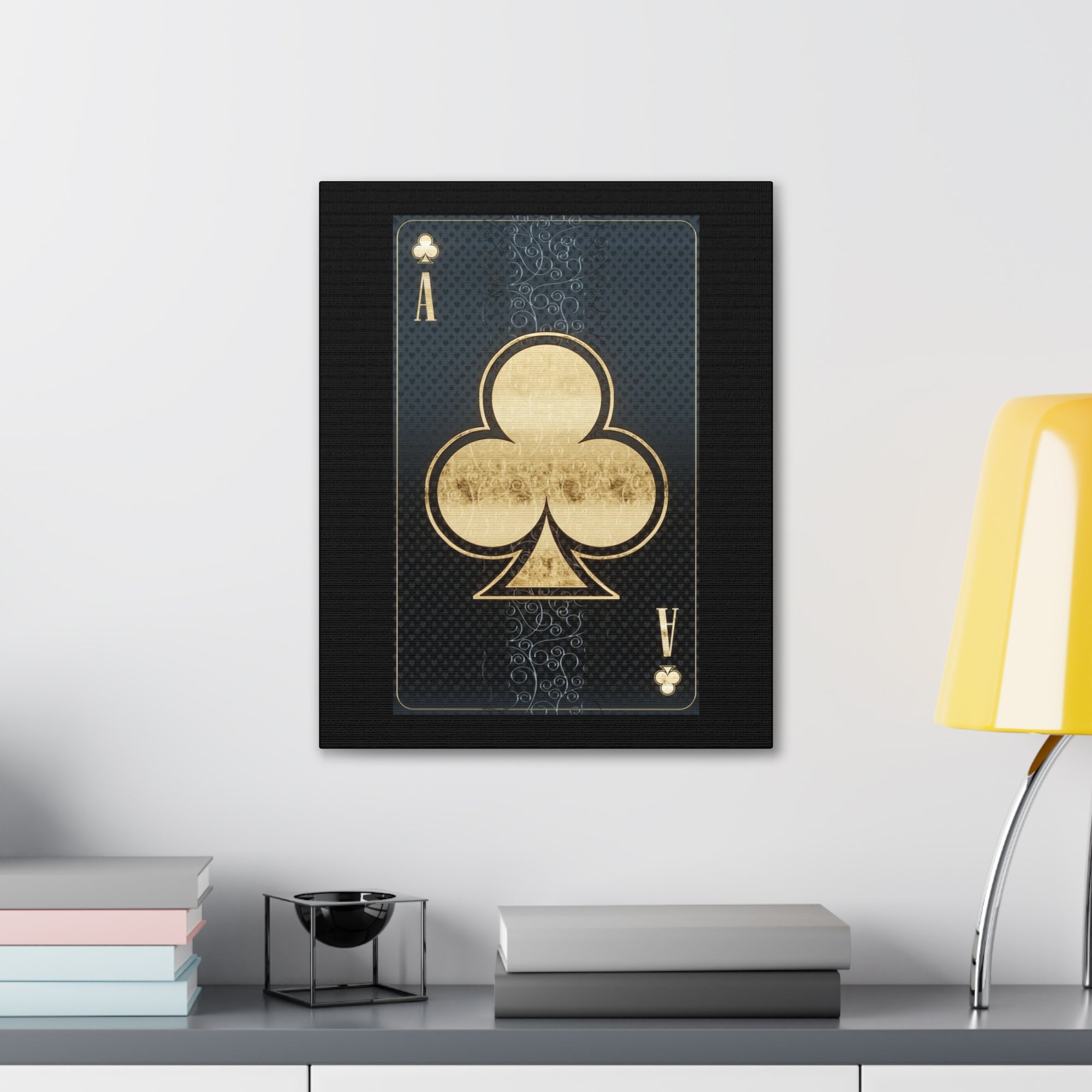 3D Casino Ace of Clubs Playing Card Canvas Wall Art for Home Decor Ready-to-Hang-Express Your Love Gifts