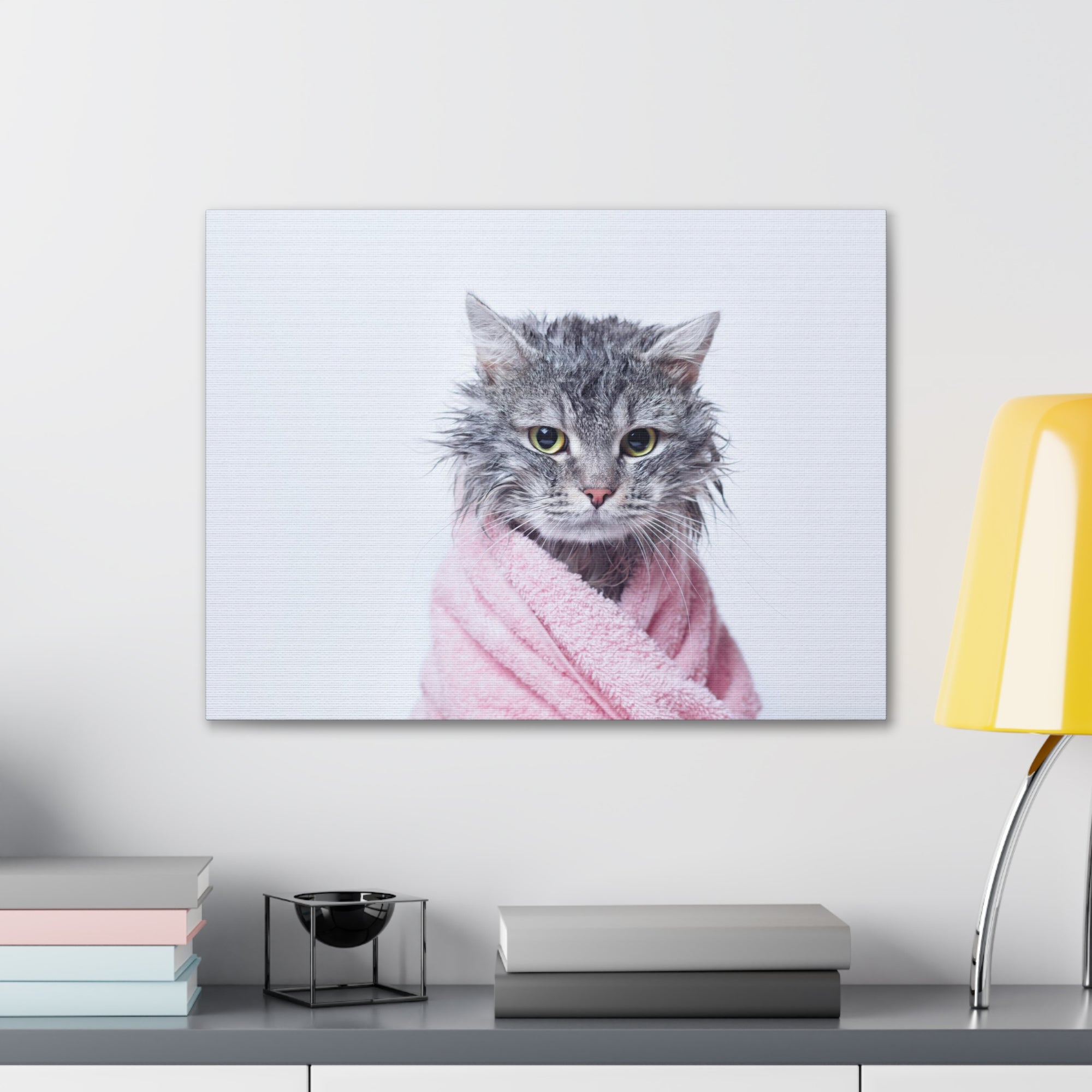 Funny Tabby Cat Bathee Canvas Wall Art for Home Decor Ready-to-Hang-Express Your Love Gifts