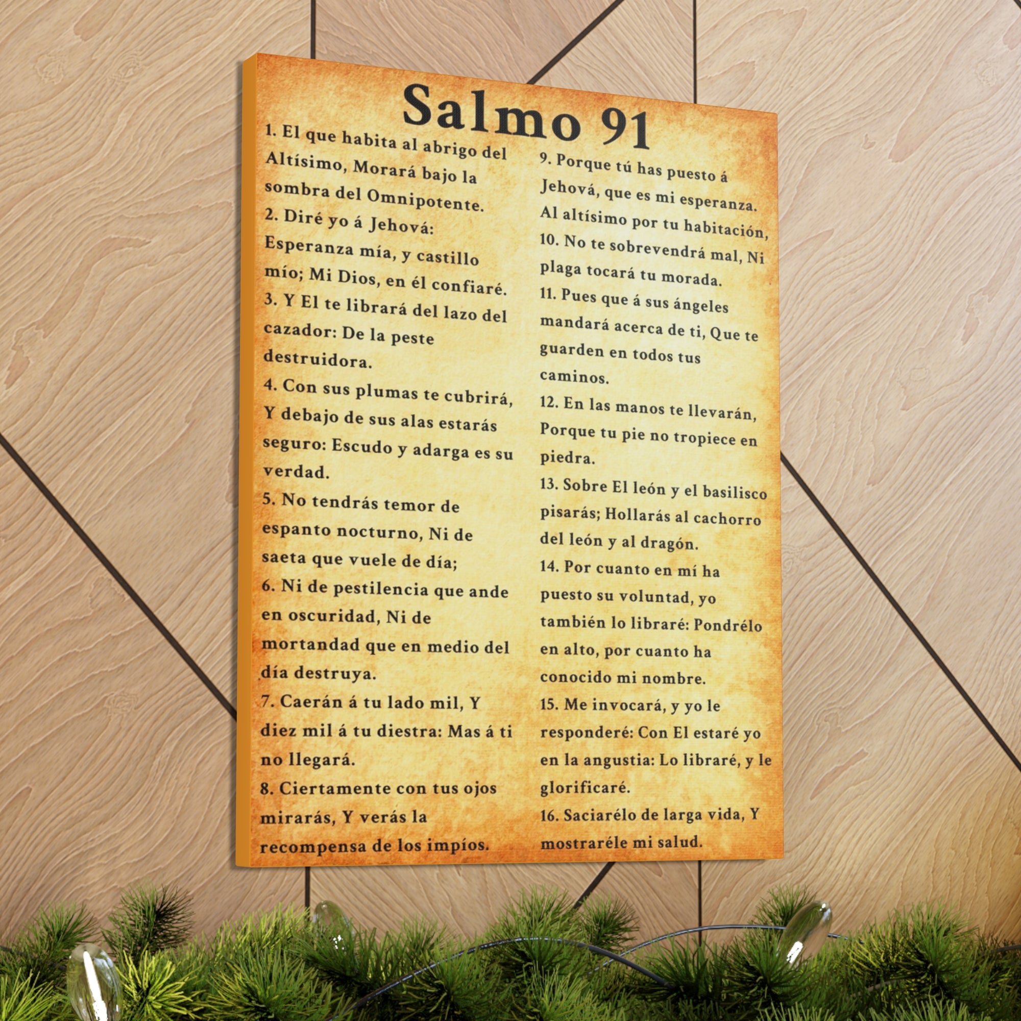 Scripture Walls Salmo 91 Psalm 91 Spanish Gold Bible Chapter Canvas Christian Wall Art Ready to Hang Unframed-Express Your Love Gifts