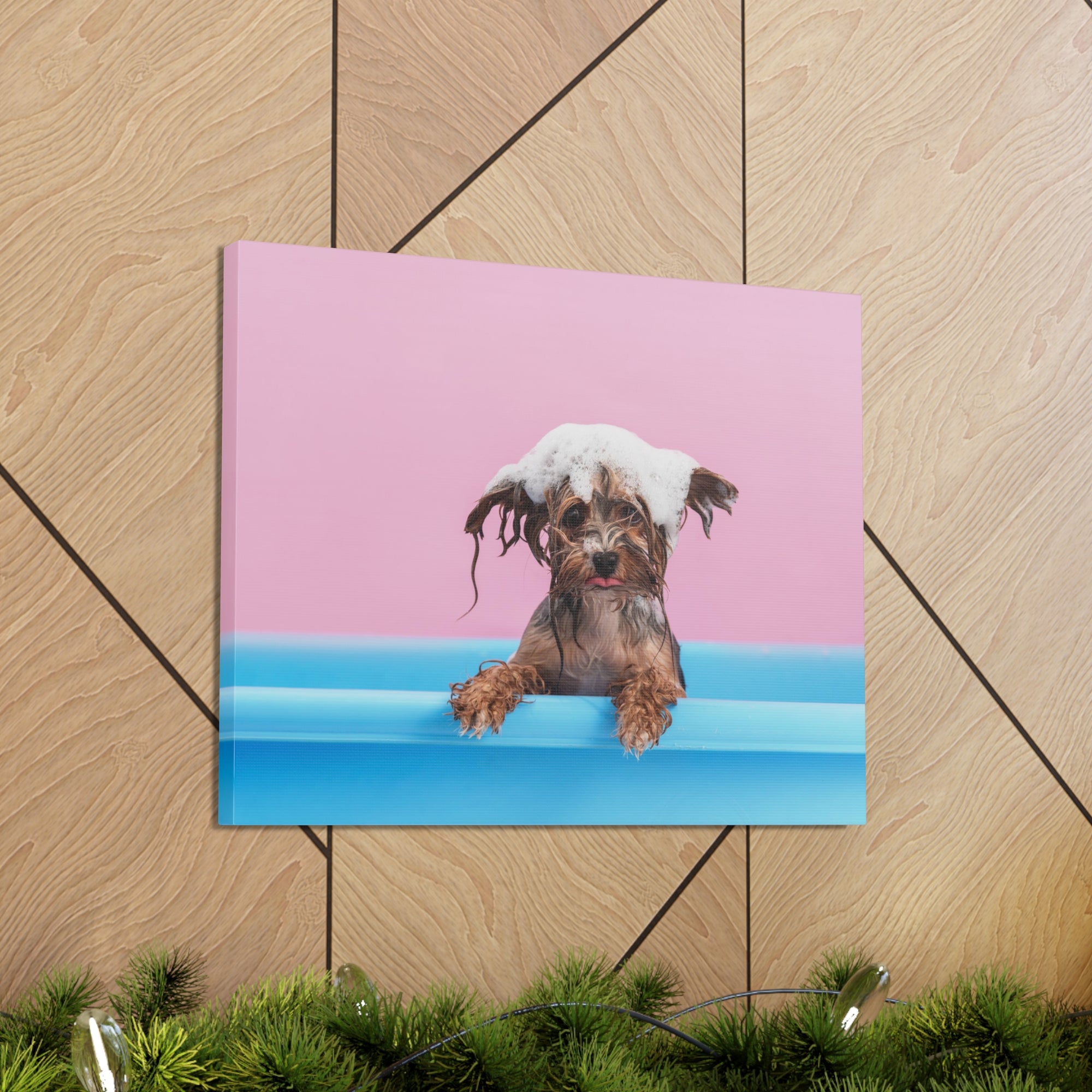 Funny Yorkshire Terrier Bathee Canvas Wall Art for Home Decor Ready-to-Hang-Express Your Love Gifts