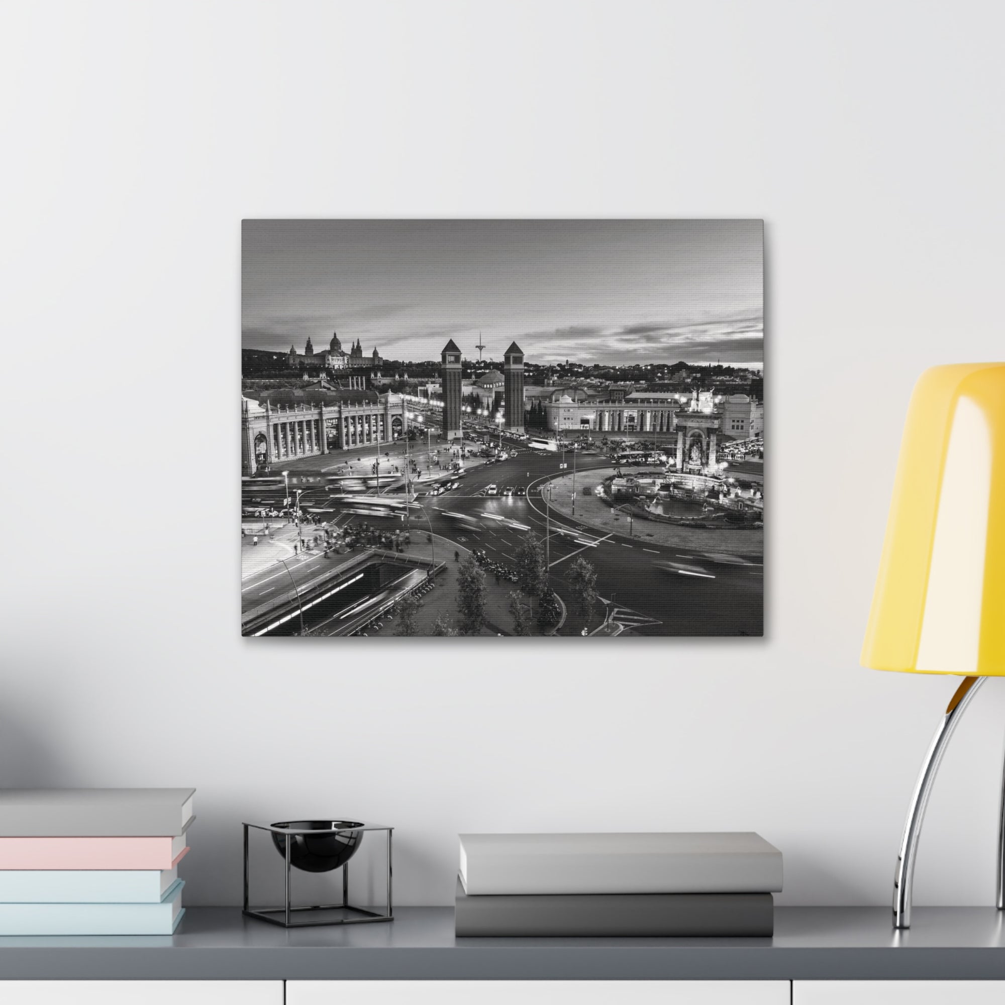 Barcelona Black And White Skyline Canvas Artwork High-Quality Breathtaking Stunning Cityscape for Home Decor Ready to Hang-Express Your Love Gifts