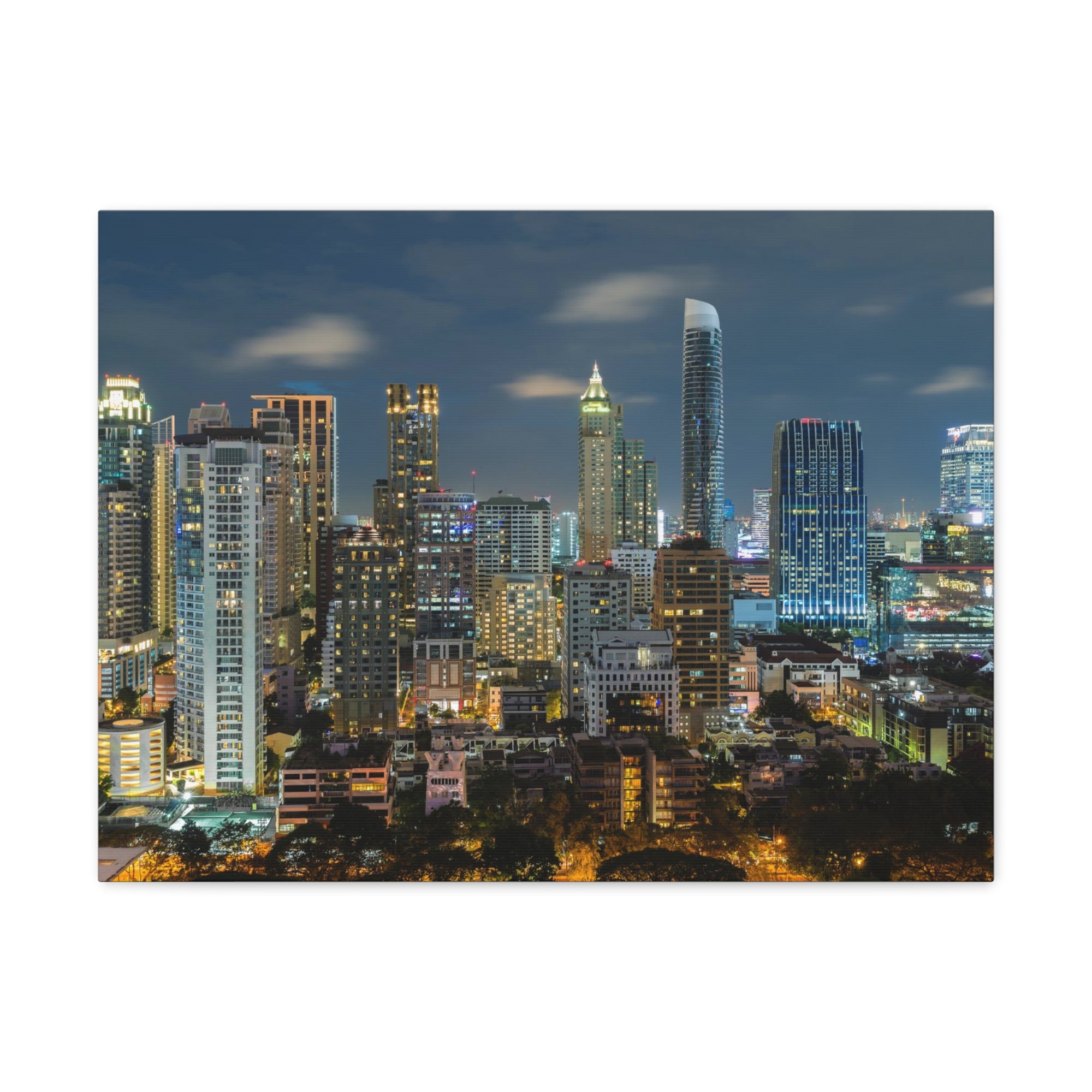 Bangkok Night Skyline Canvas Artwork High-Quality Breathtaking Stunning Cityscape for Home Decor Ready to Hang-Express Your Love Gifts