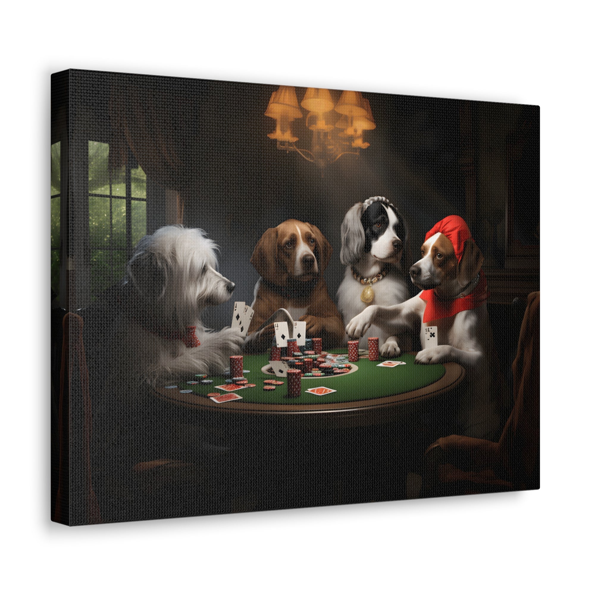 Dogs Playing Poker New York Animals Playing Card Canvas Wall Art for Home Decor Ready-to-Hang-Express Your Love Gifts