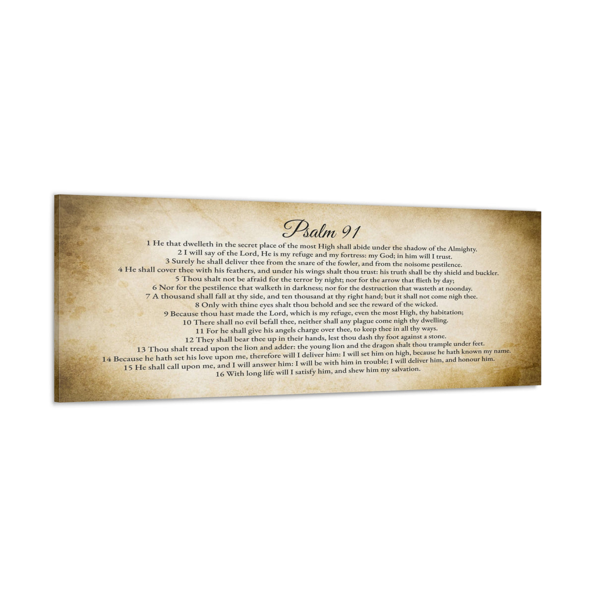 Scripture Walls Psalm 91 English Landscape Gold Bible Verse Canvas Christian Wall Art Ready to Hang Unframed-Express Your Love Gifts