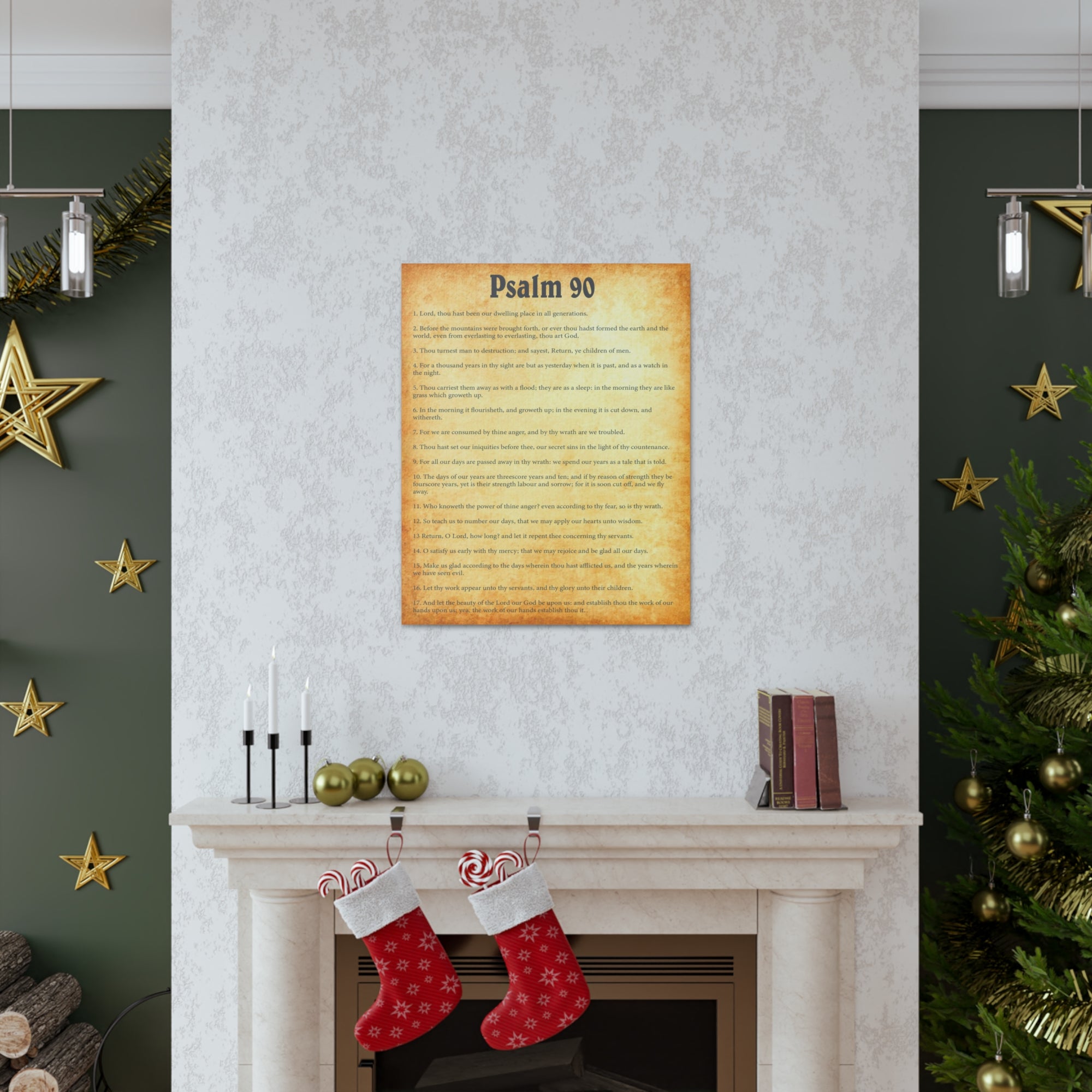 Scripture Walls Psalm 90 Gold Bible Chapter Canvas Christian Wall Art Ready to Hang Unframed-Express Your Love Gifts