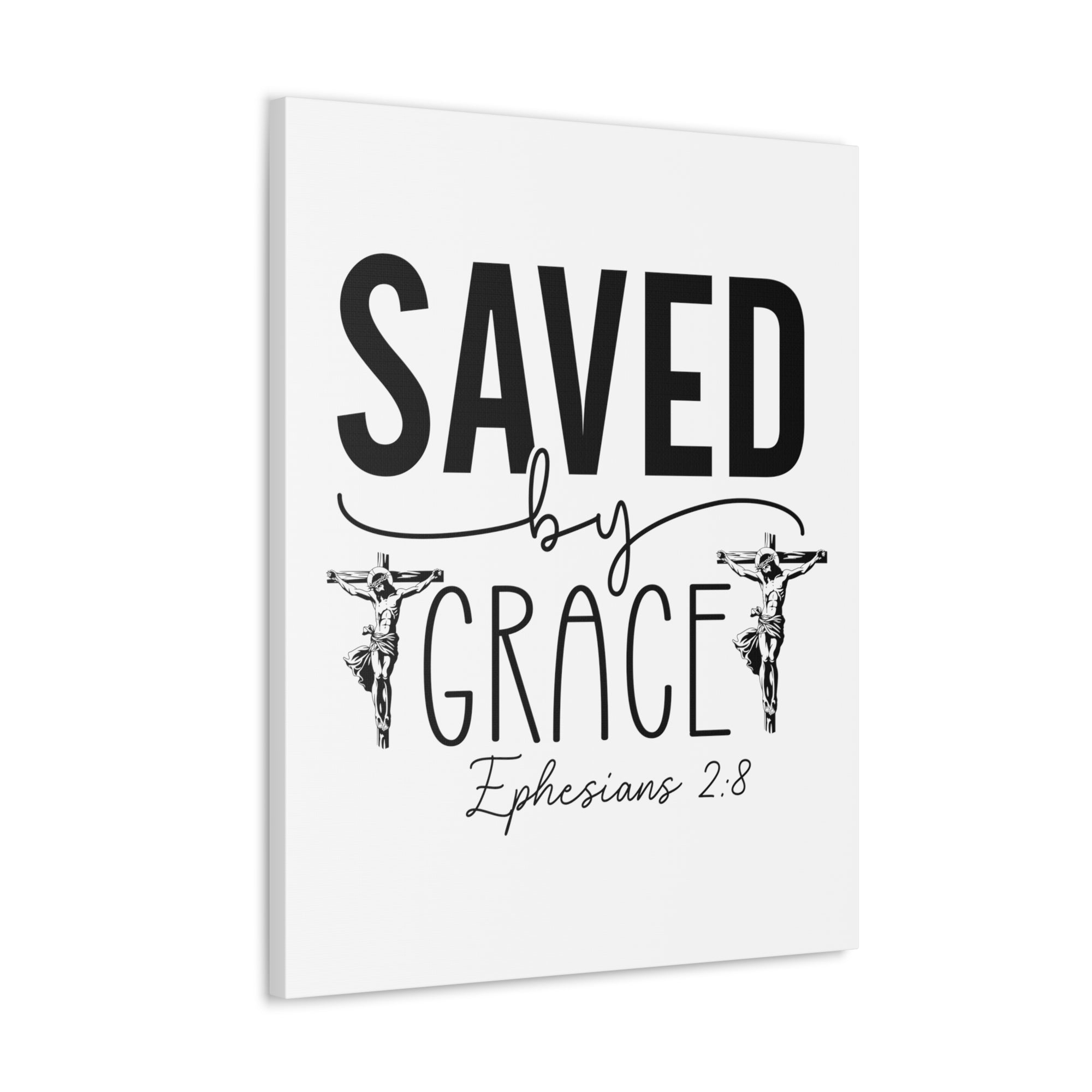 Scripture Walls Ephesian 2:8 Saved By Grace Bible Verse Canvas Christian Wall Art Ready to Hang Unframed-Express Your Love Gifts