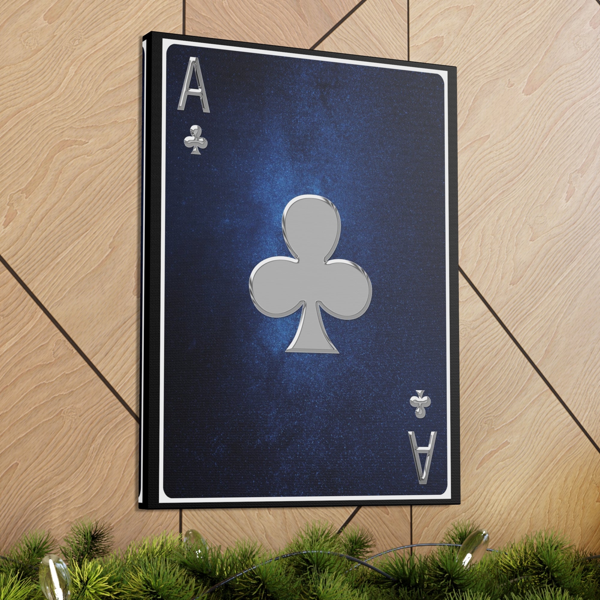 Ace Of Clubs Space Background Playing Card Canvas Wall Art for Home Decor Ready-to-Hang-Express Your Love Gifts