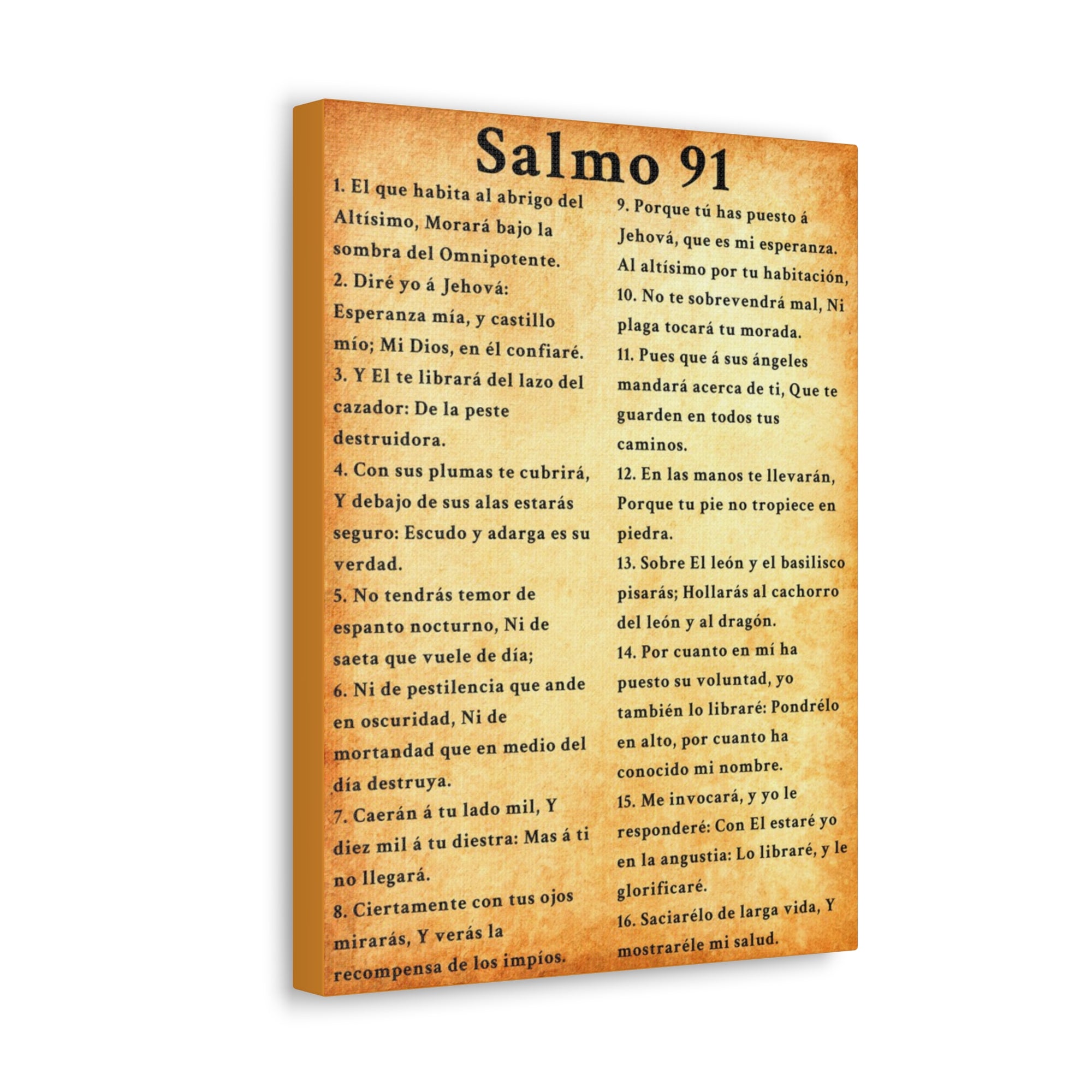 Scripture Walls Salmo 91 Psalm 91 Spanish Gold Bible Chapter Canvas Christian Wall Art Ready to Hang Unframed-Express Your Love Gifts